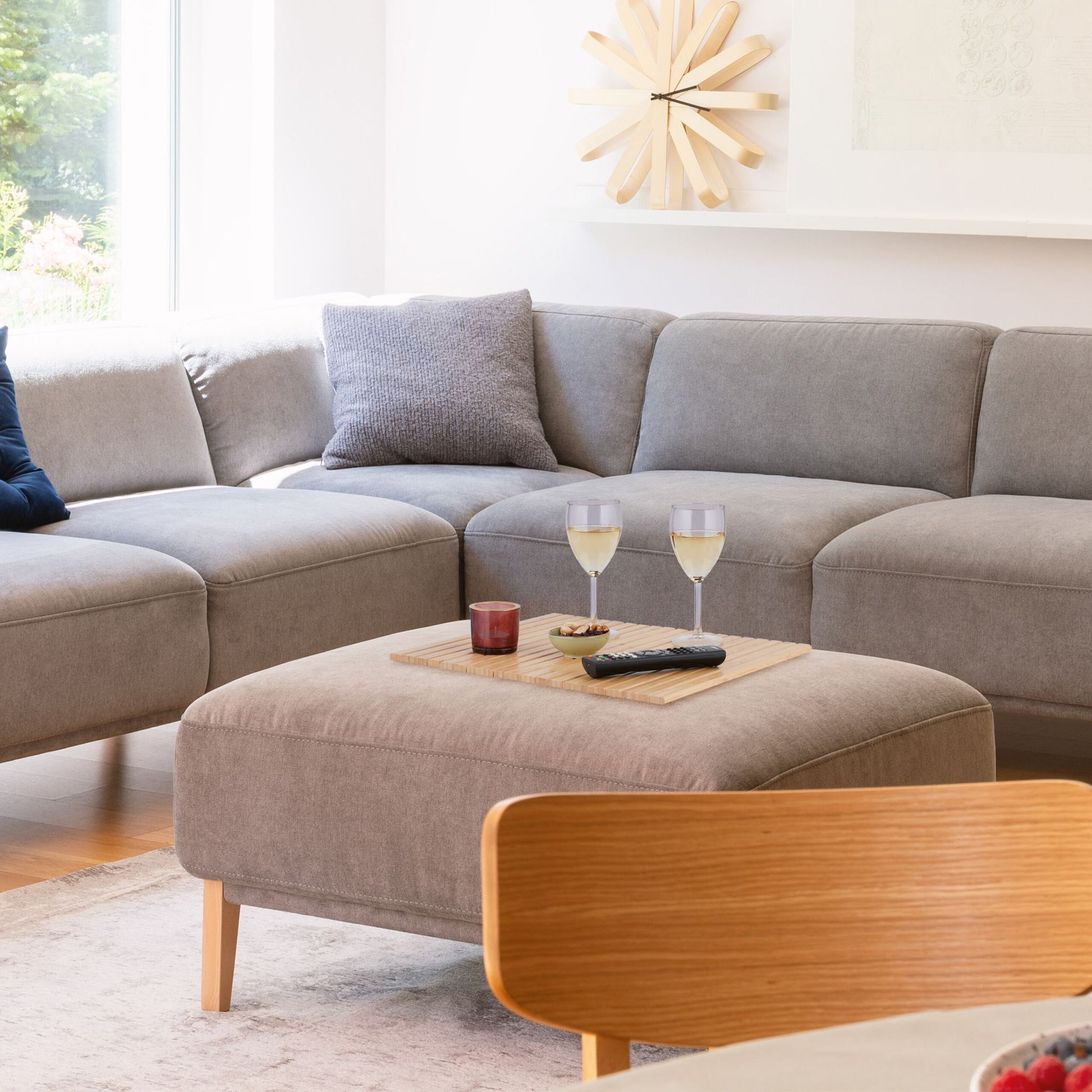 Sofatablett Bambus Hellbraun-Grau von Relaxdays
