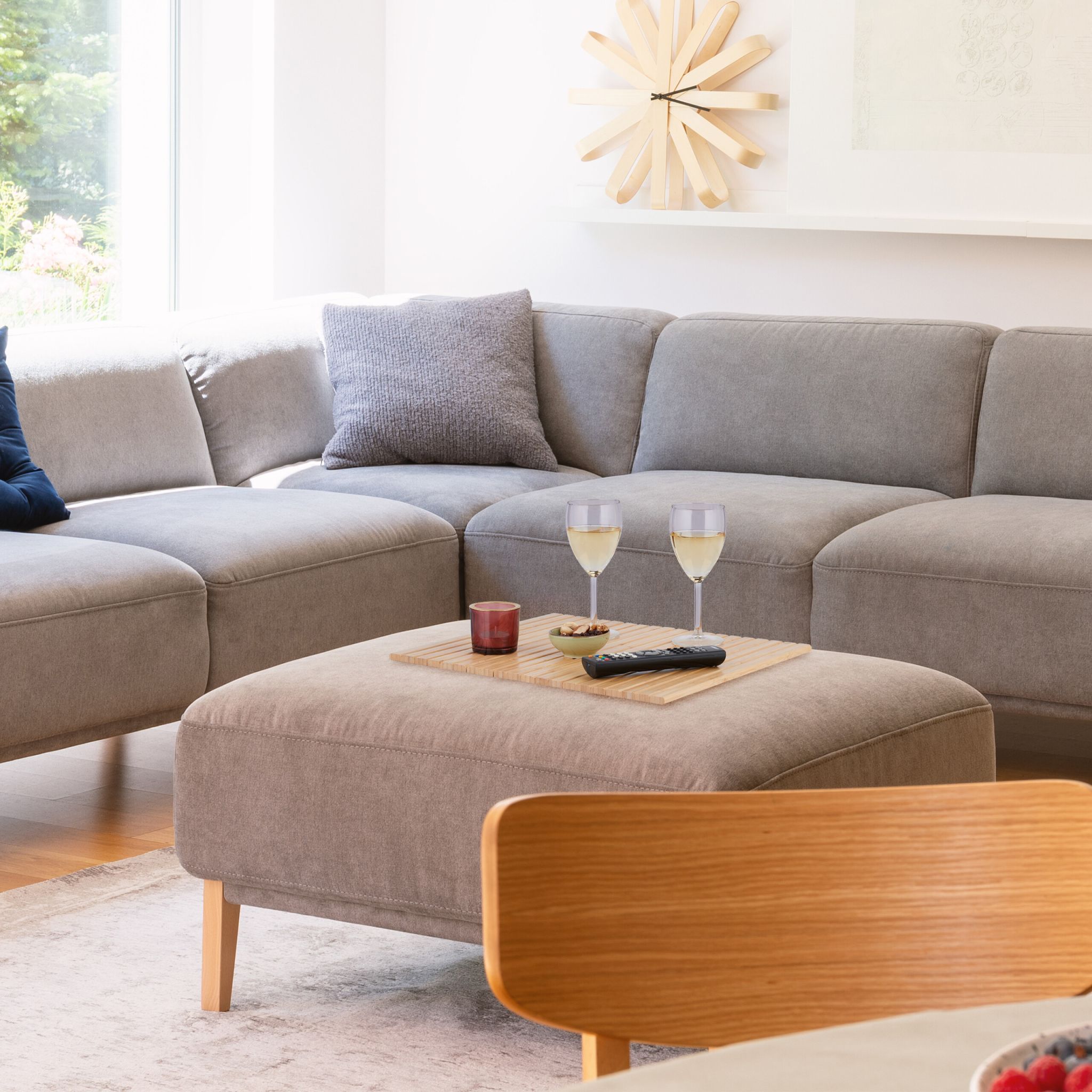 Sofatablett Bambus Hellbraun-Grau von Relaxdays
