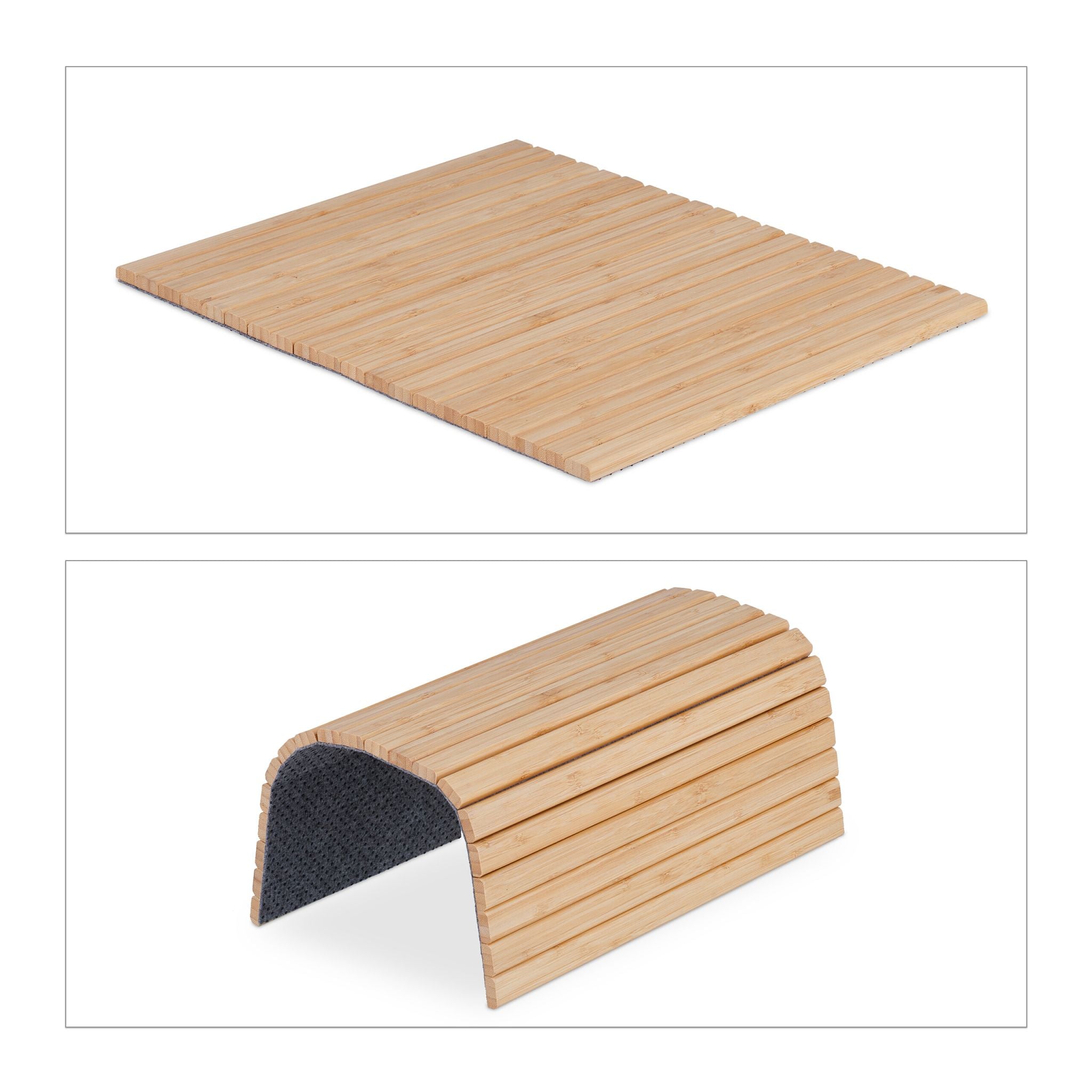 Sofatablett Bambus Hellbraun-Grau von Relaxdays