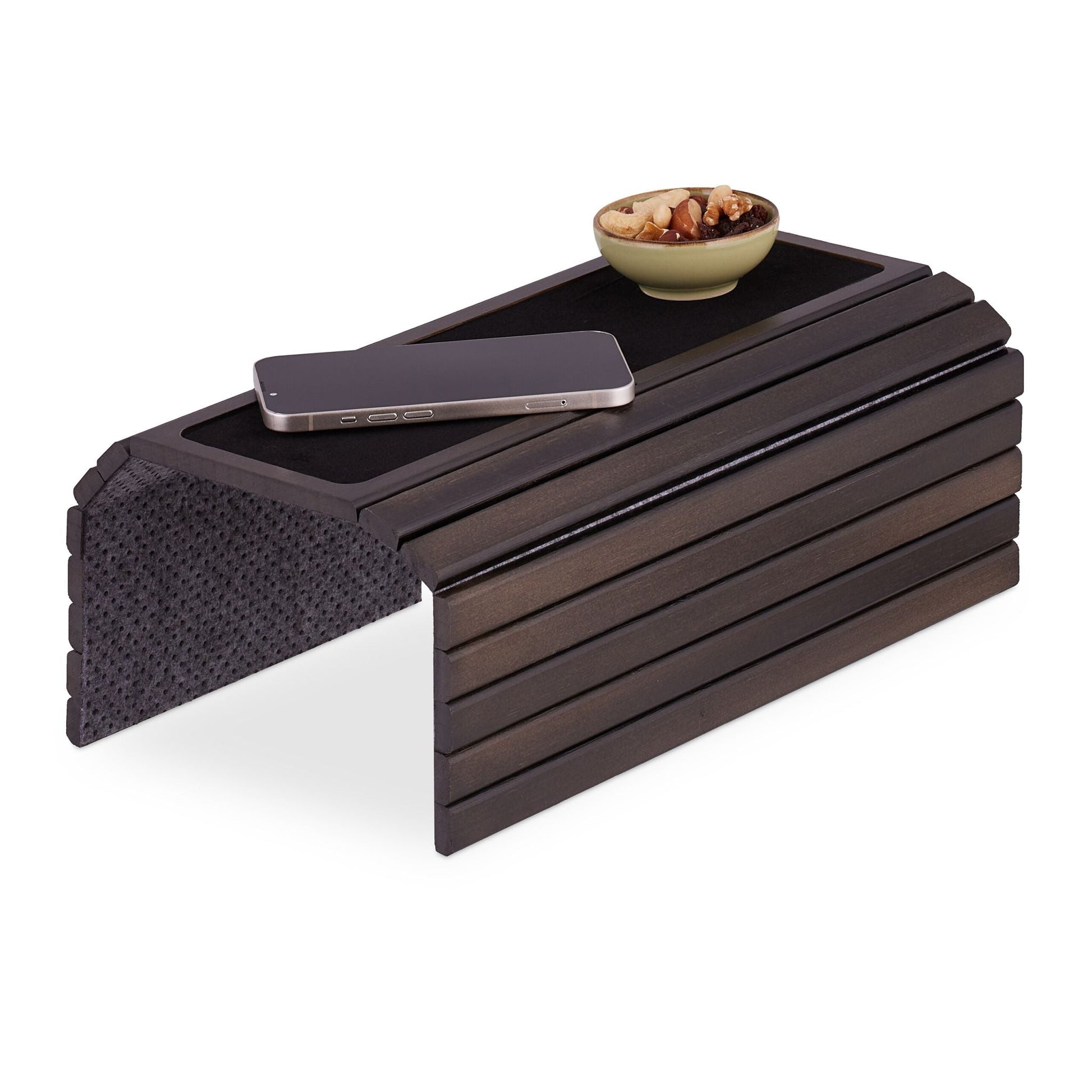 Sofatablett Bambus dunkelbraun Dunkelbraun-Schwarz-Grau von Relaxdays