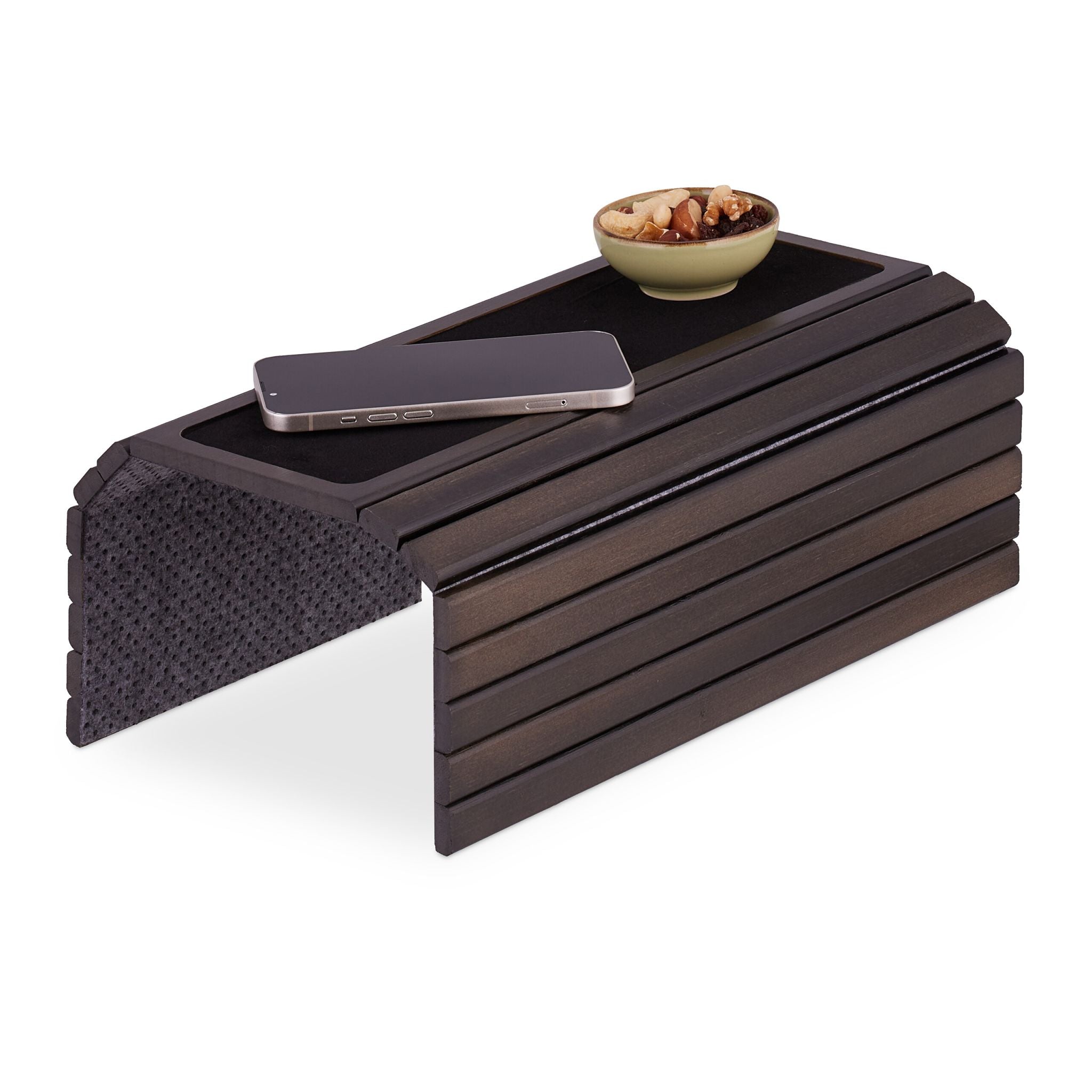 Sofatablett Bambus dunkelbraun Dunkelbraun-Schwarz-Grau von Relaxdays