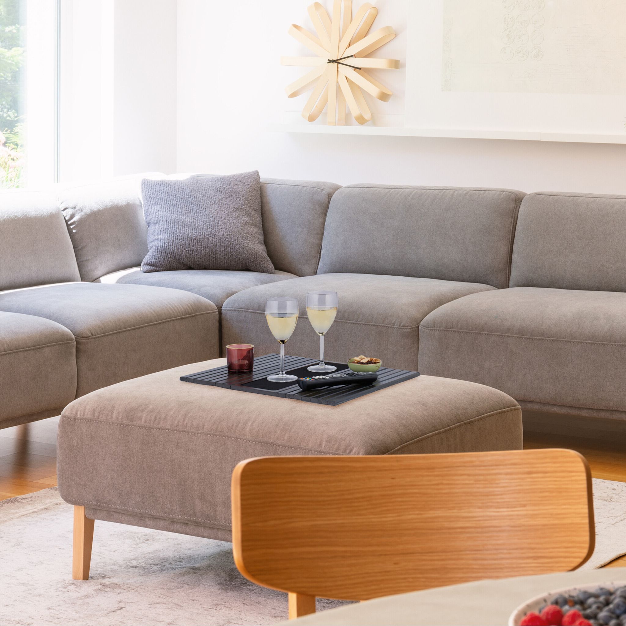 Sofatablett Bambus dunkelbraun Dunkelbraun-Schwarz-Grau von Relaxdays