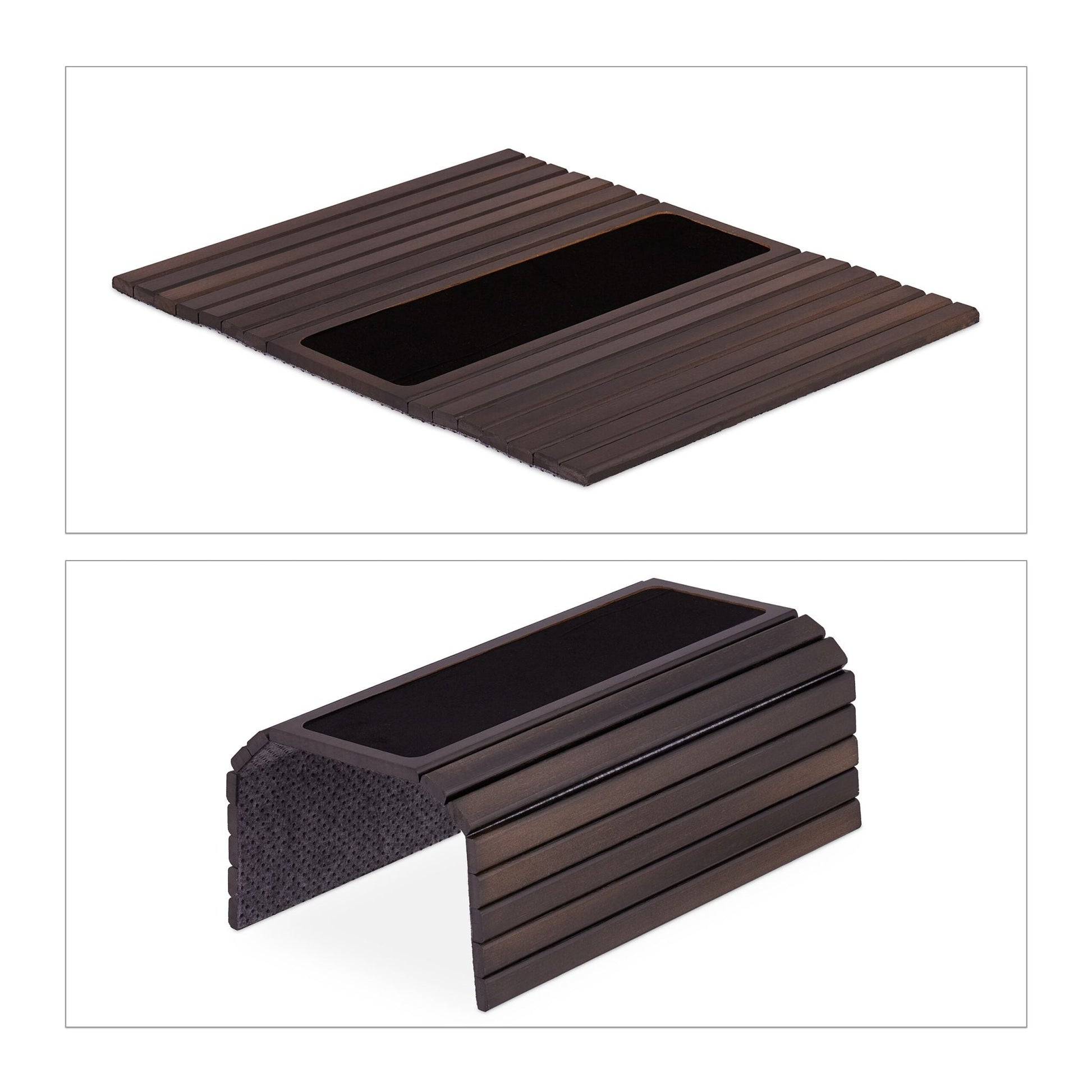 Sofatablett Bambus dunkelbraun Dunkelbraun-Schwarz-Grau von Relaxdays