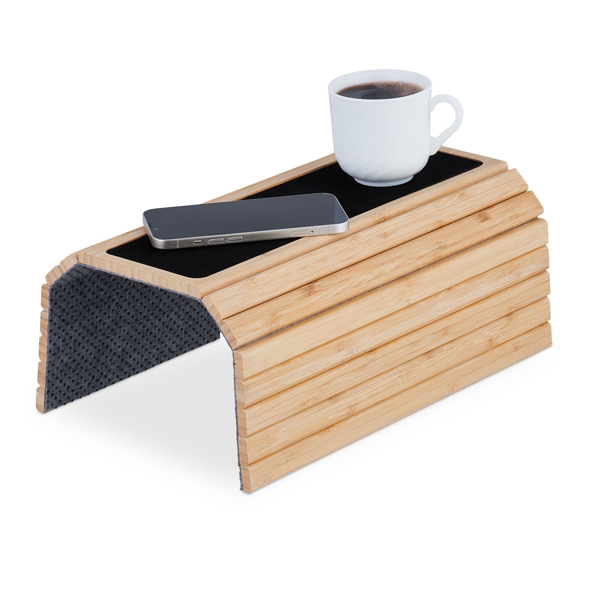 Sofatablett Bambus natur Hellbraun-Schwarz-Grau von Relaxdays