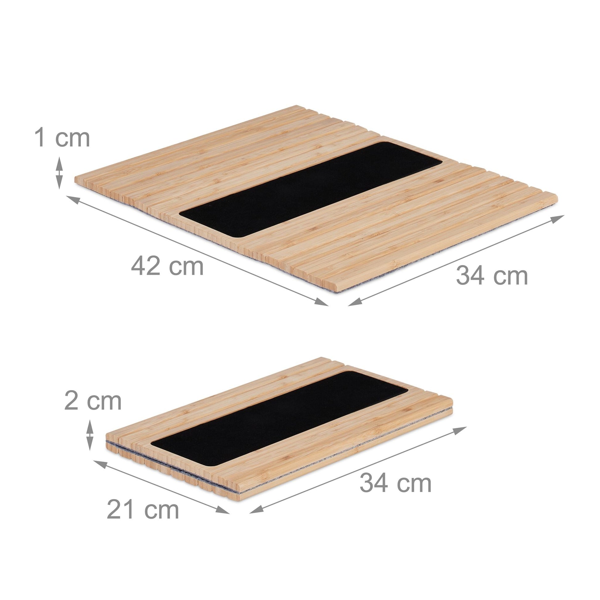 Sofatablett Bambus natur Hellbraun-Schwarz-Grau von Relaxdays