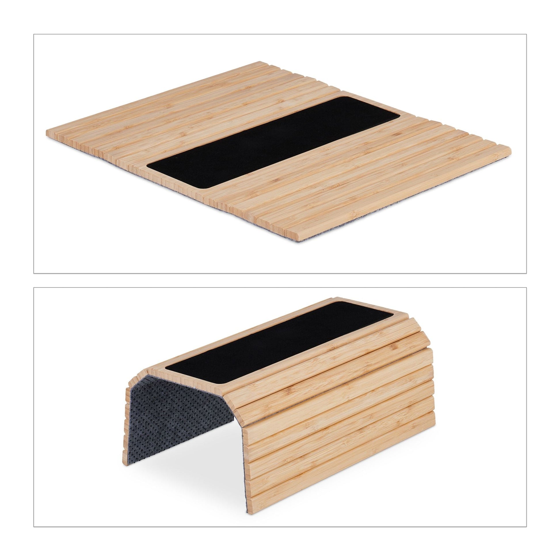 Sofatablett Bambus natur Hellbraun-Schwarz-Grau von Relaxdays