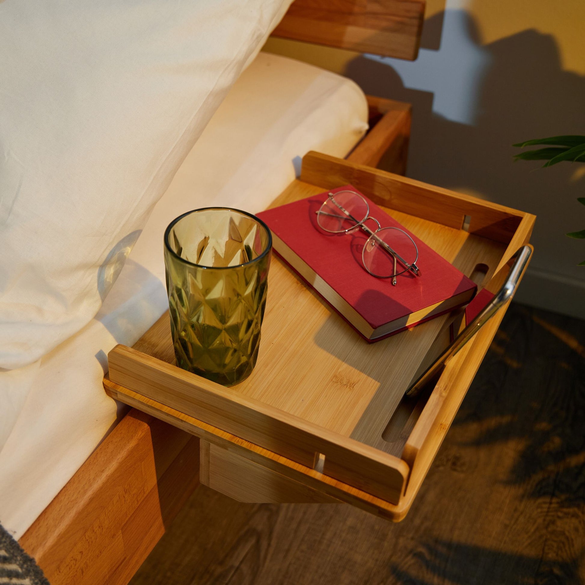 Bettablage mit Tablethalter Bambus Hellbraun von Relaxdays