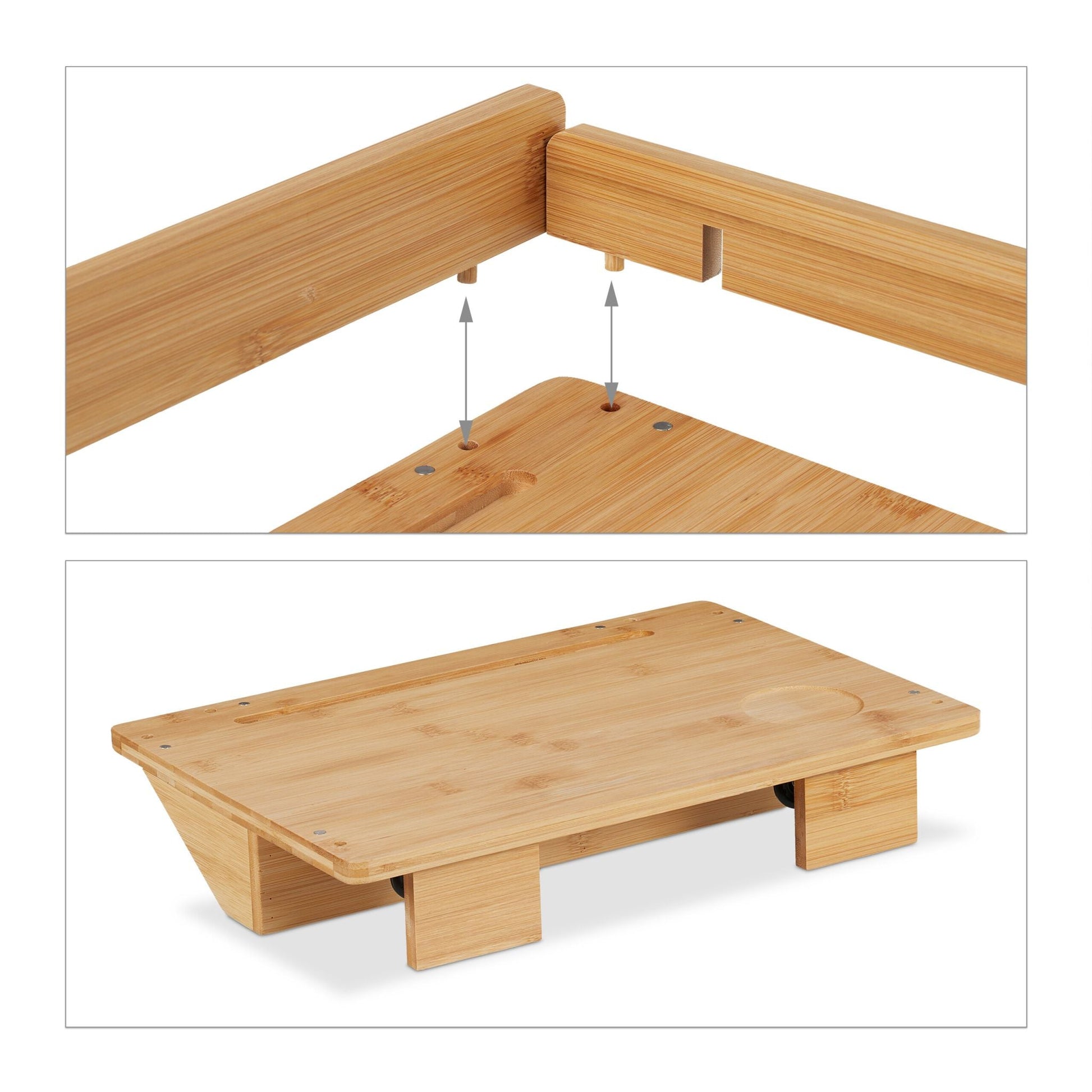 Bettablage mit Tablethalter Bambus Hellbraun von Relaxdays