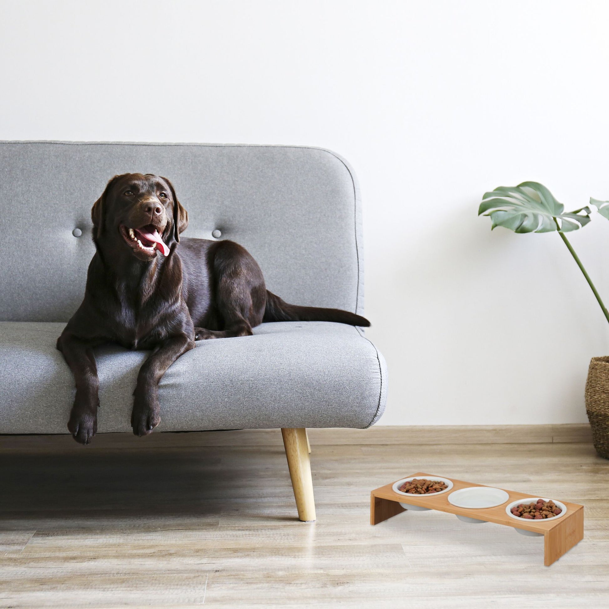 Futterstation für Hunde Weiss-Hellbraun von Relaxdays
