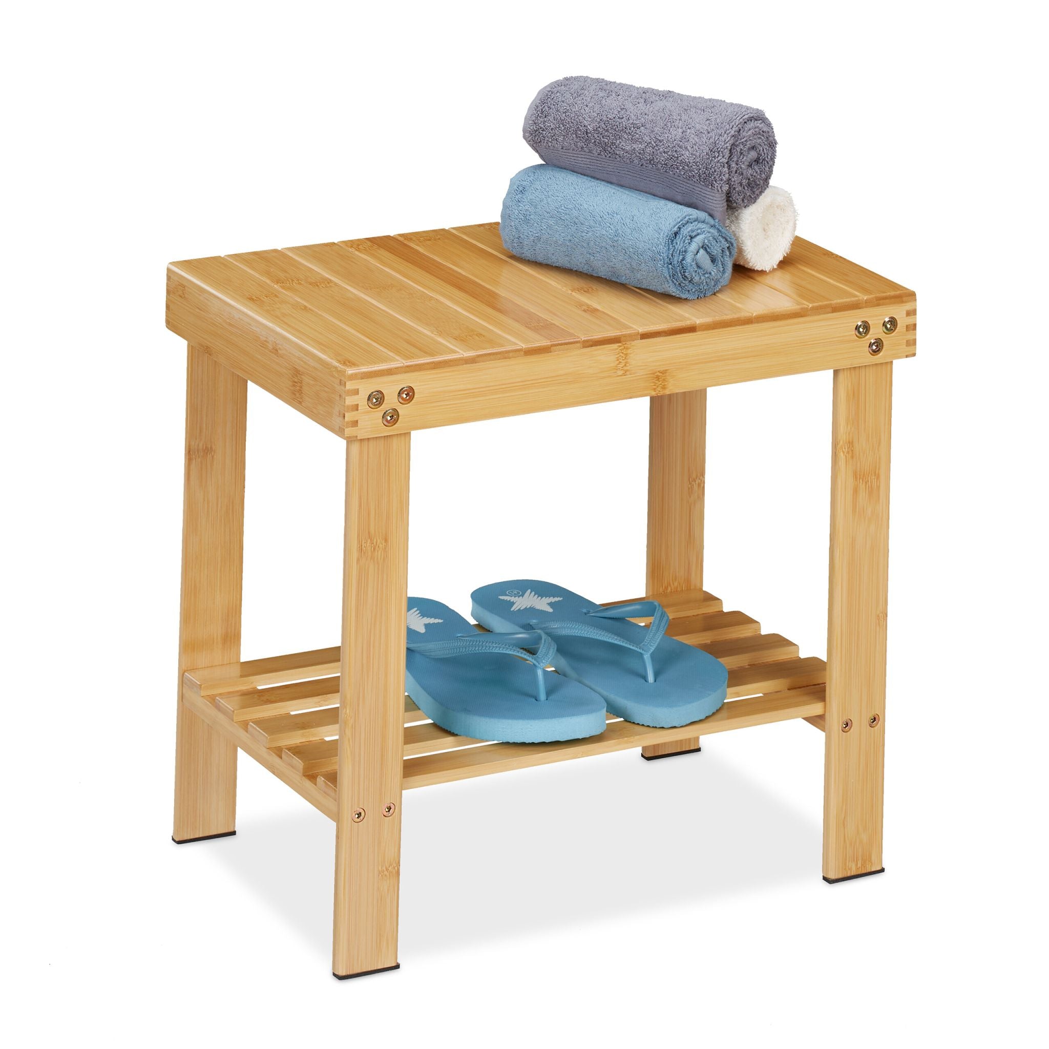Badhocker Bambus Hellbraun von Relaxdays