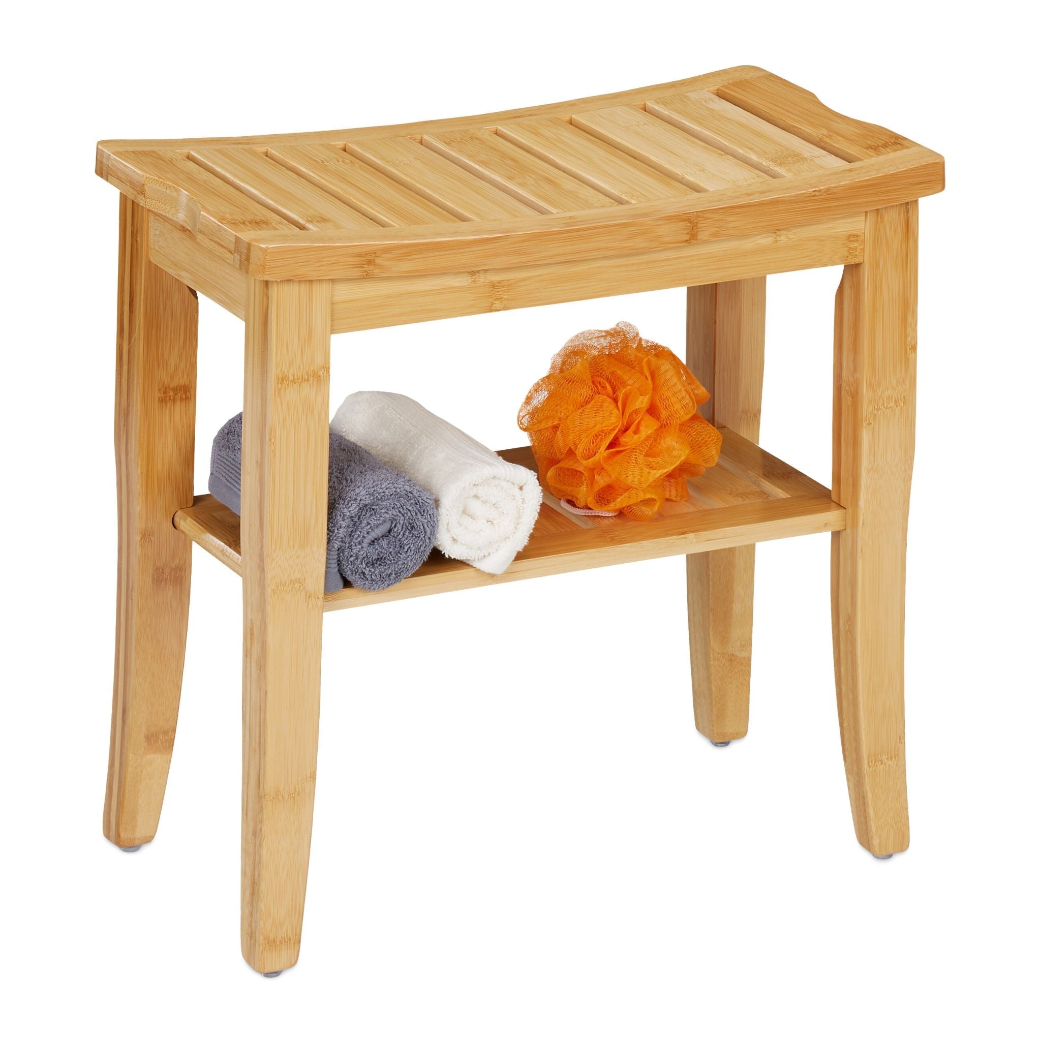 Badhocker Bambus Hellbraun von Relaxdays