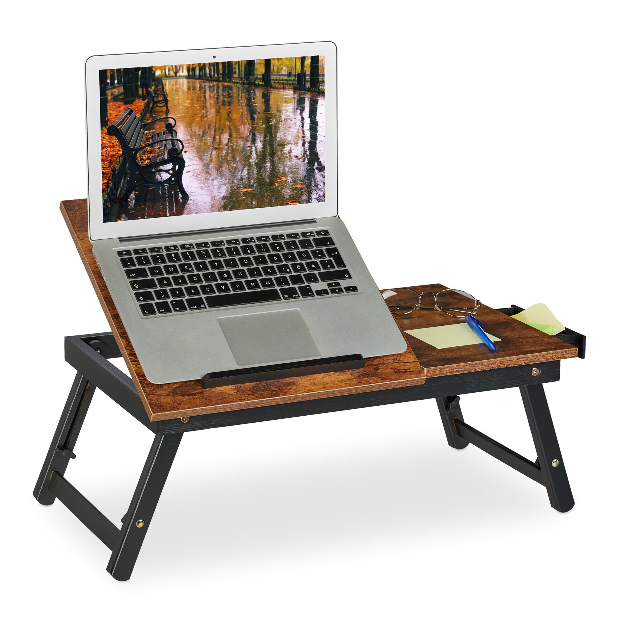 Höhenverstellbarer Laptoptisch Dunkelbraun-Schwarz von Relaxdays
