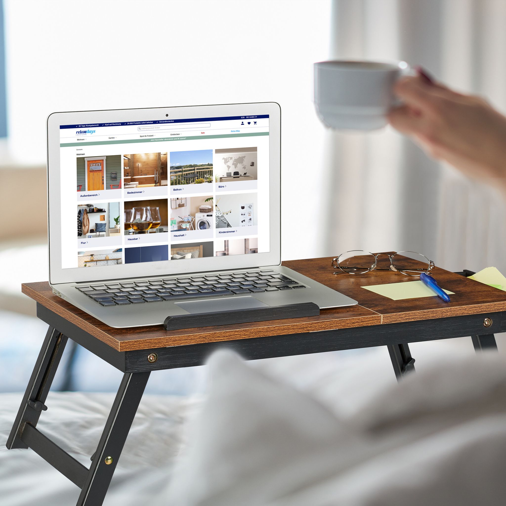 Höhenverstellbarer Laptoptisch Dunkelbraun-Schwarz von Relaxdays