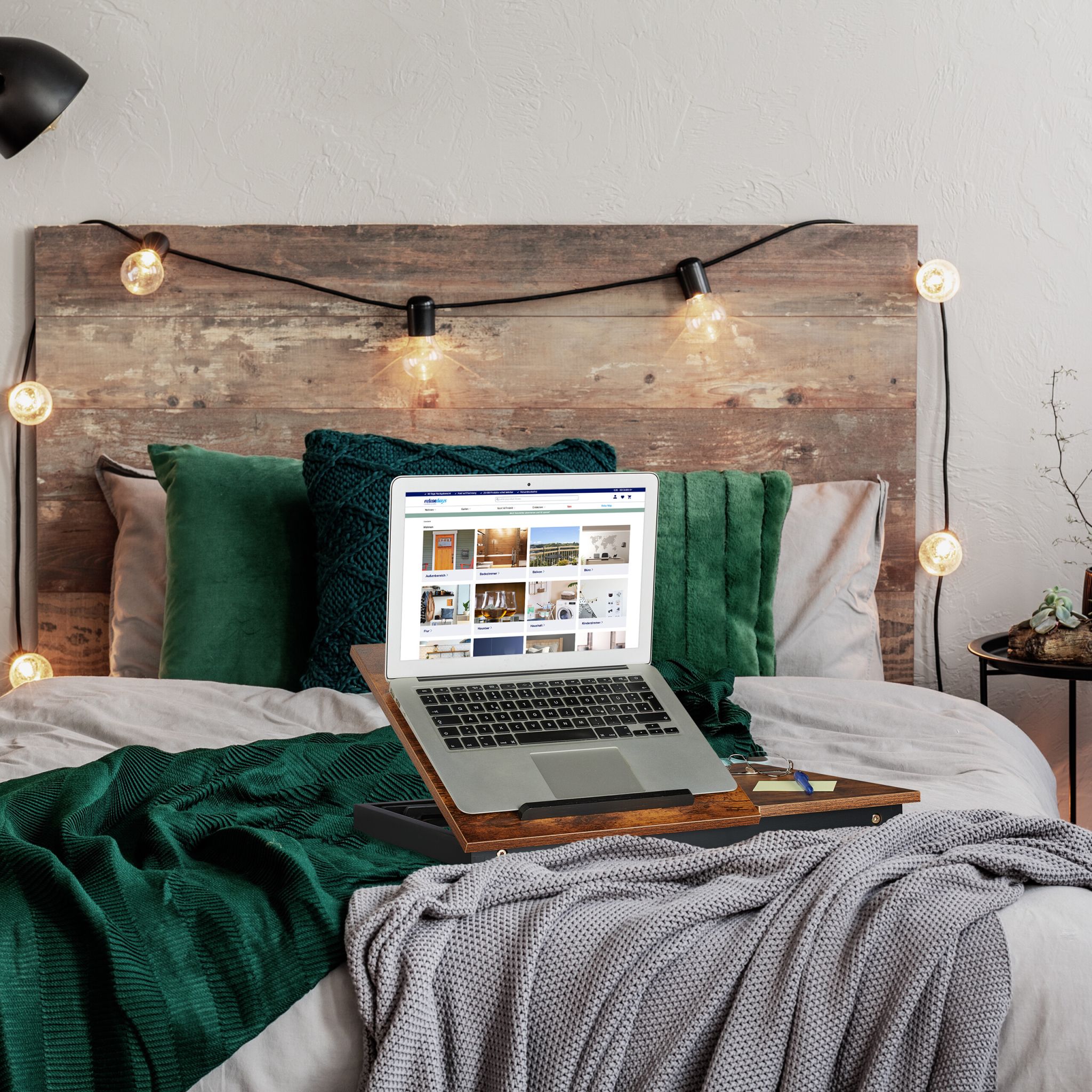 Höhenverstellbarer Laptoptisch Dunkelbraun-Schwarz von Relaxdays