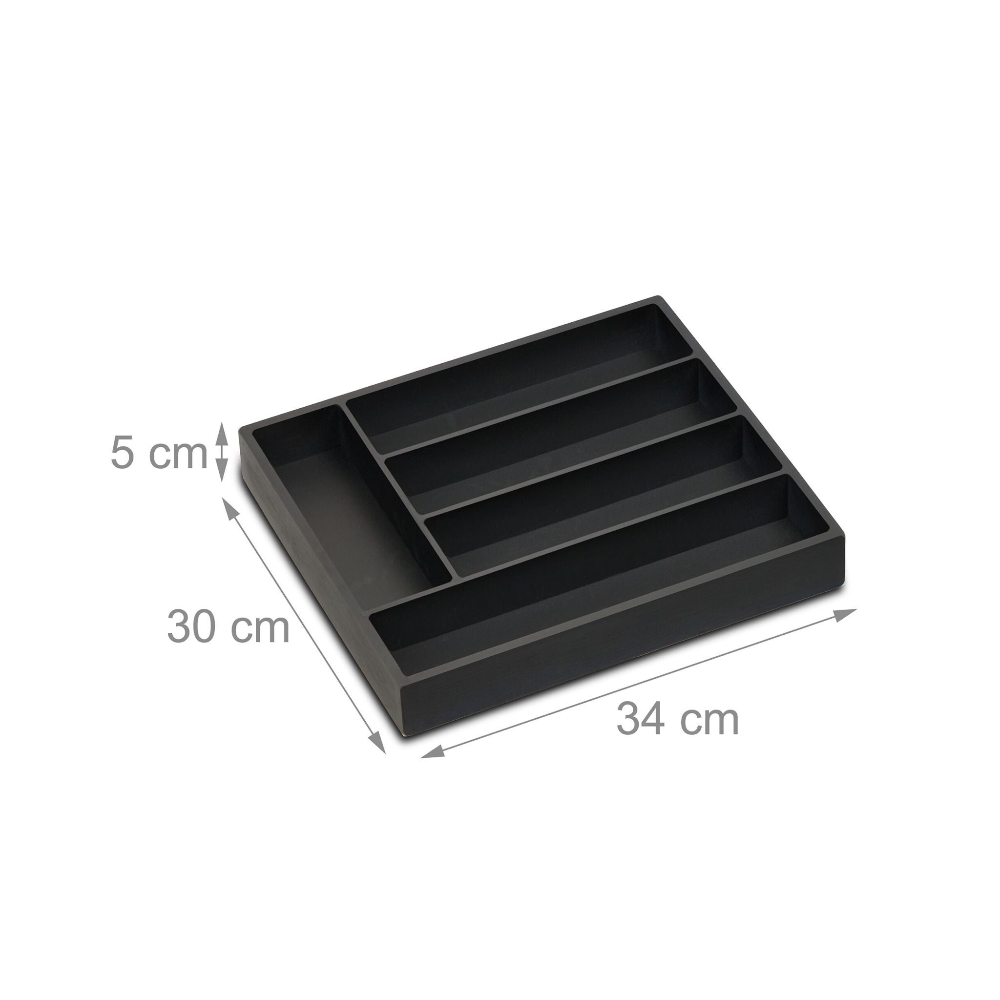 Besteckkasten 5 Fächer Schwarz von Relaxdays