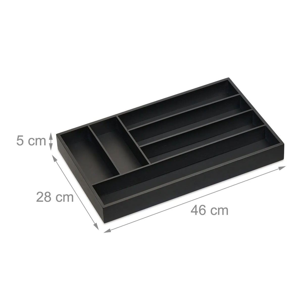Besteckkasten 6 Fächer Schwarz von Relaxdays