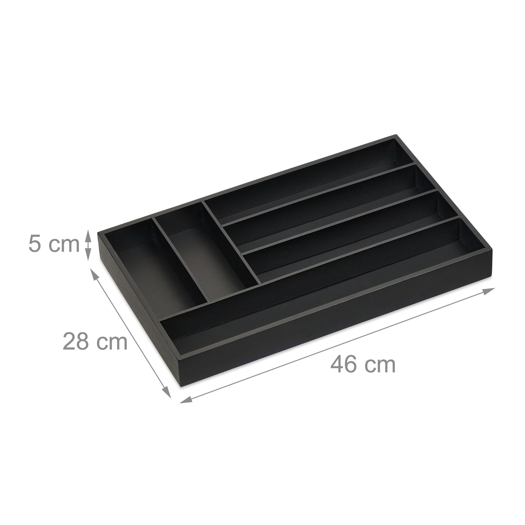 Besteckkasten 6 Fächer Schwarz von Relaxdays