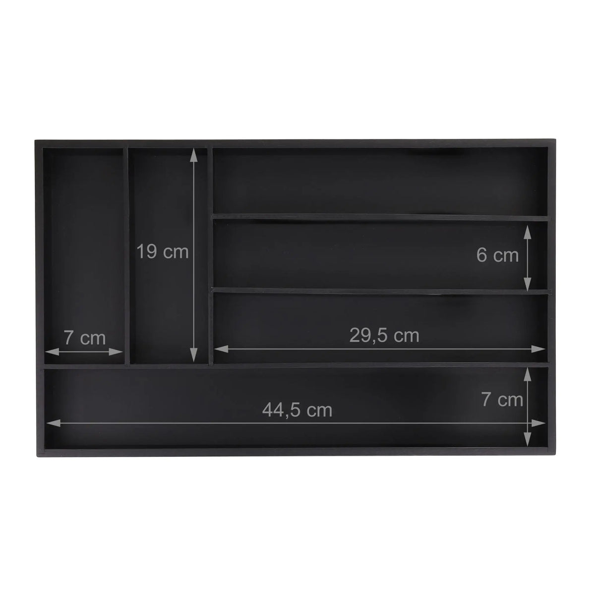 Besteckkasten 6 Fächer Schwarz von Relaxdays