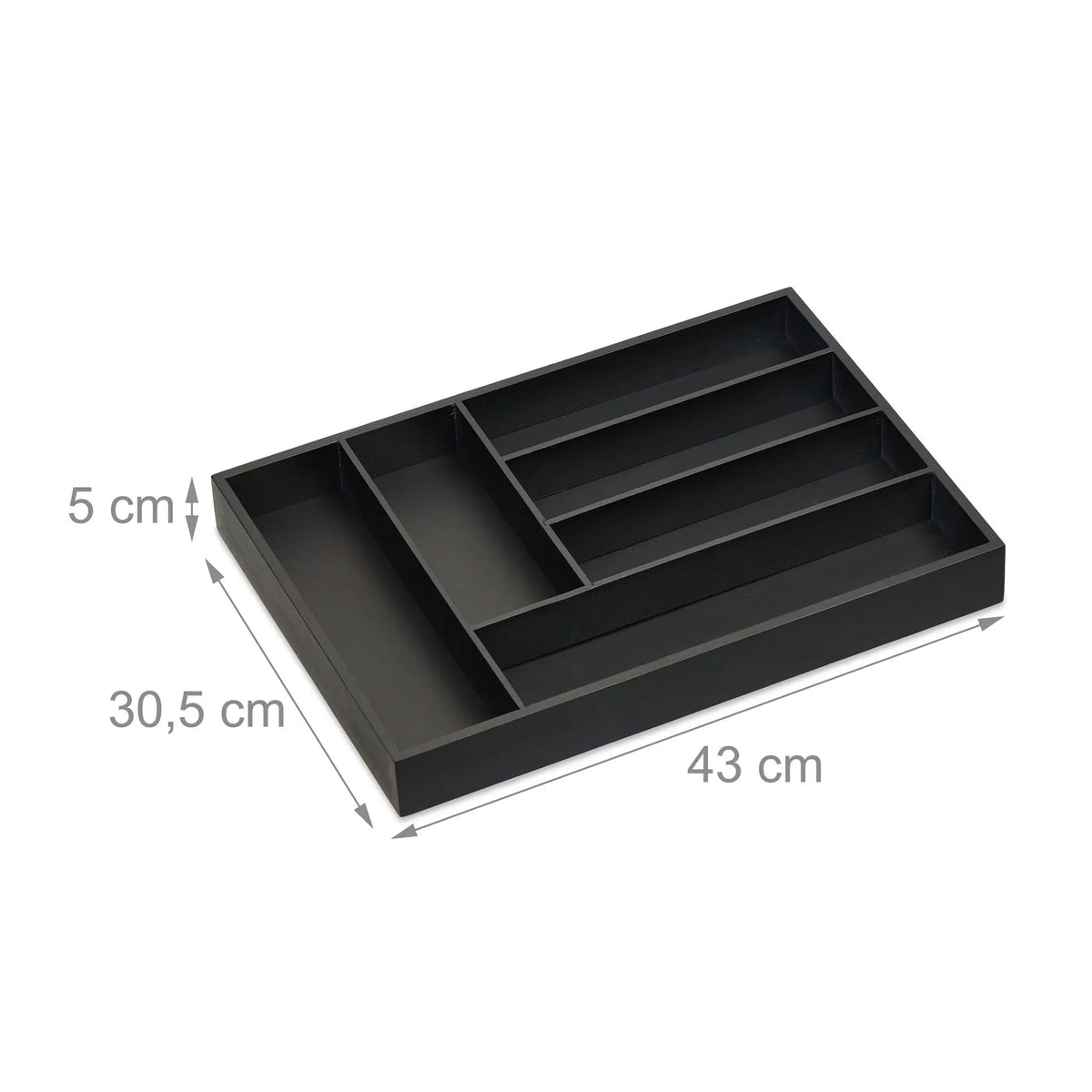 Schwarzer Besteckkasten 6 Fächer Schwarz von Relaxdays