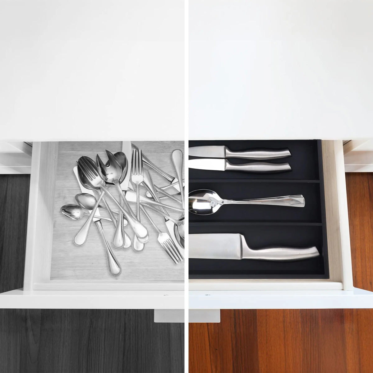 Schwarzer Besteckkasten 6 Fächer Schwarz von Relaxdays
