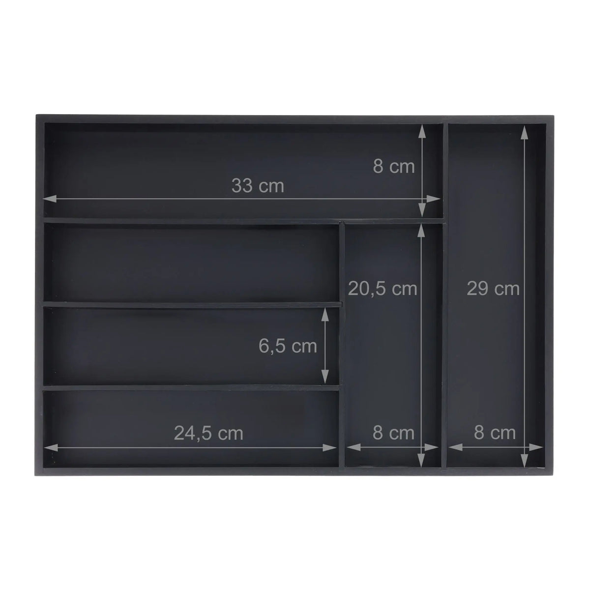 Schwarzer Besteckkasten 6 Fächer Schwarz von Relaxdays