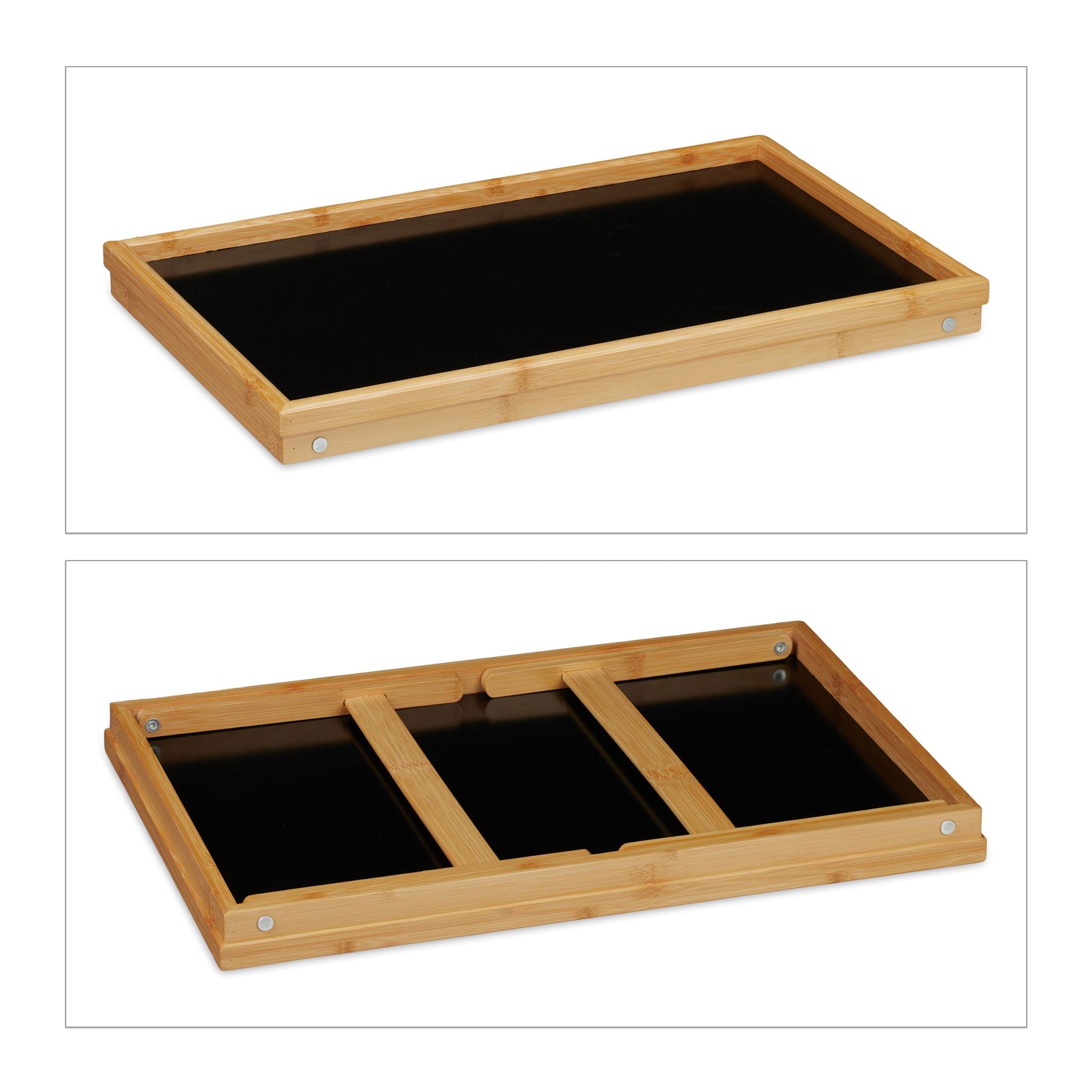 Klappbares Betttablett Bambus Hellbraun-Schwarz von Relaxdays