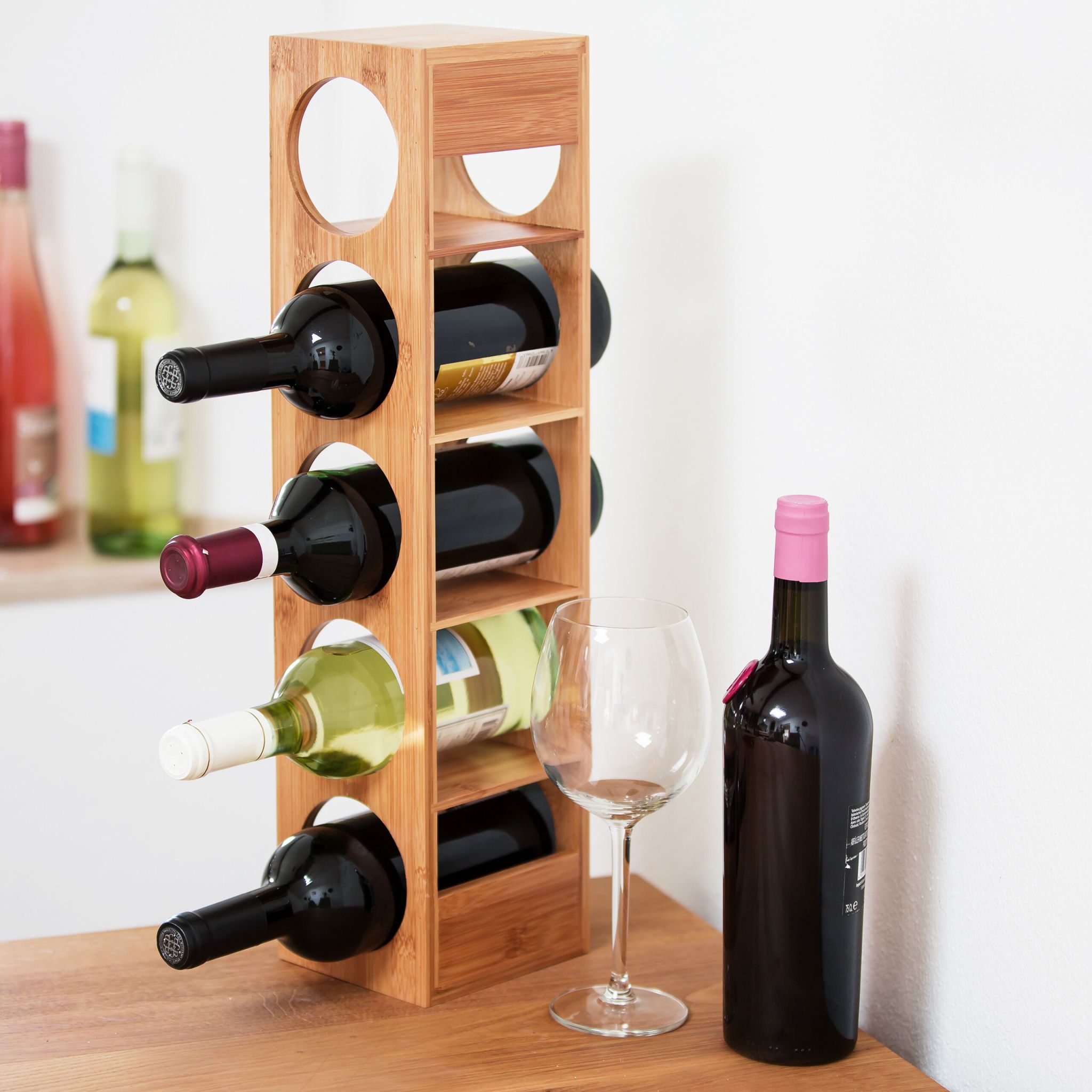 Weinregal Bambus 2er-Set Hellbraun von Relaxdays