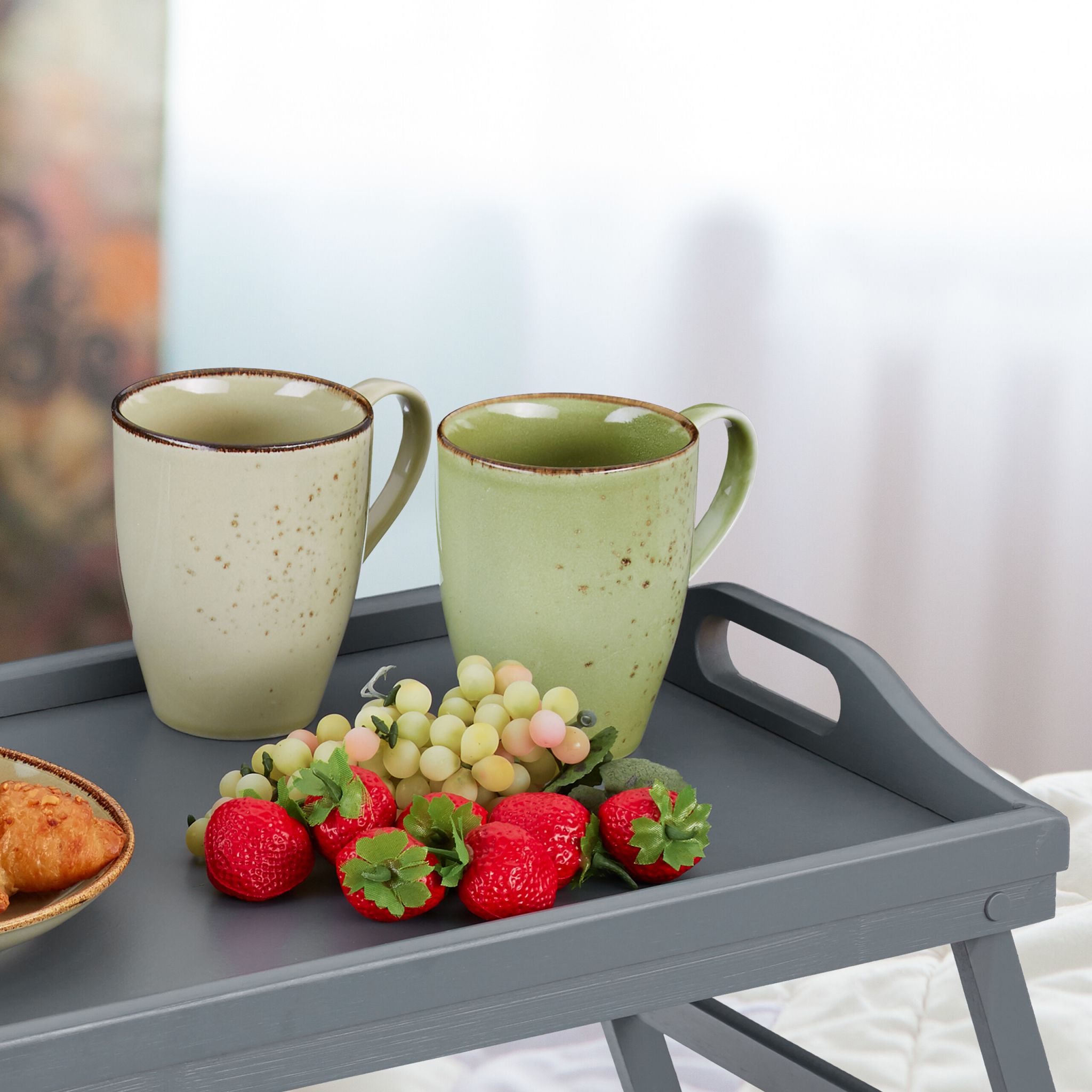 Betttablett 2er-Set Grau von Relaxdays