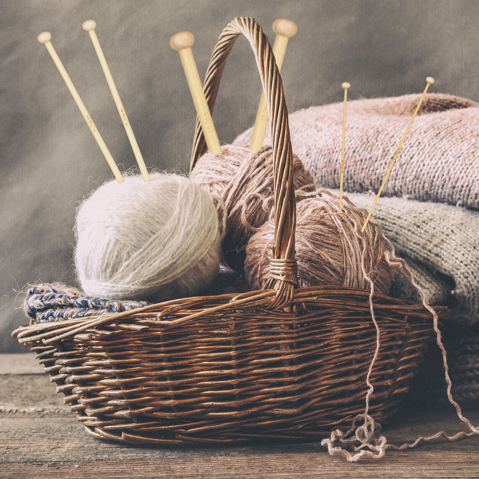 Stricknadelset Bambus mit Tasche 36-tlg. Hellbraun von Relaxdays