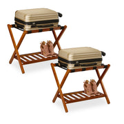 Kofferständer klappbar 2er-Set Hellbraun-Schwarz von Relaxdays