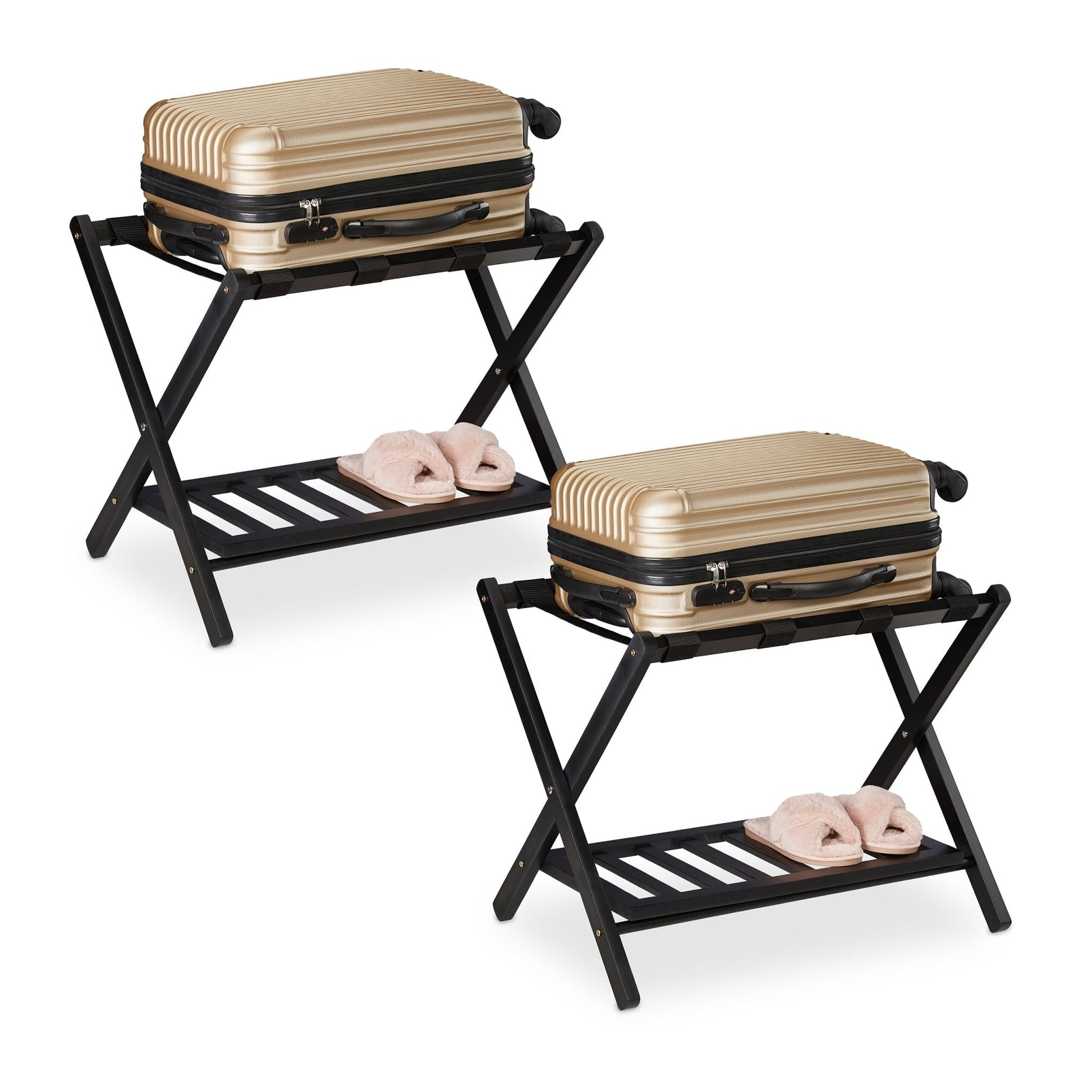Kofferständer klappbar 2er-Set Schwarz von Relaxdays