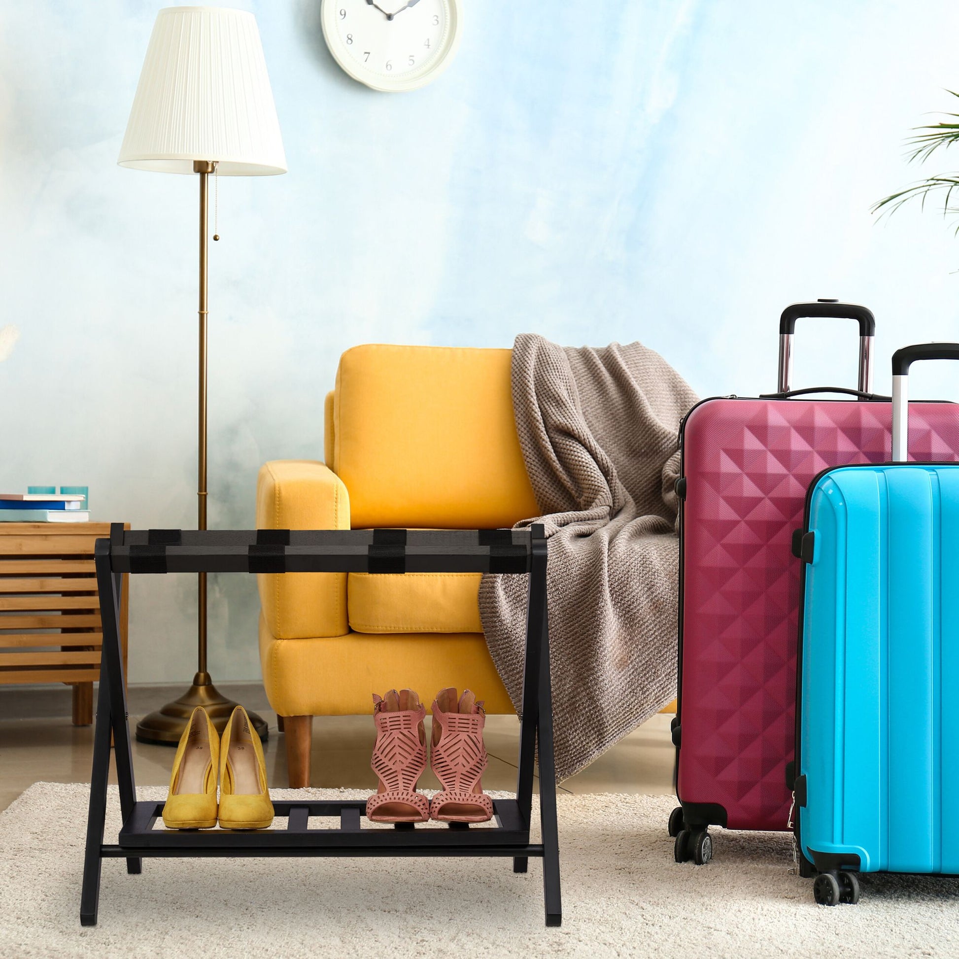 Kofferständer klappbar 2er-Set Schwarz von Relaxdays