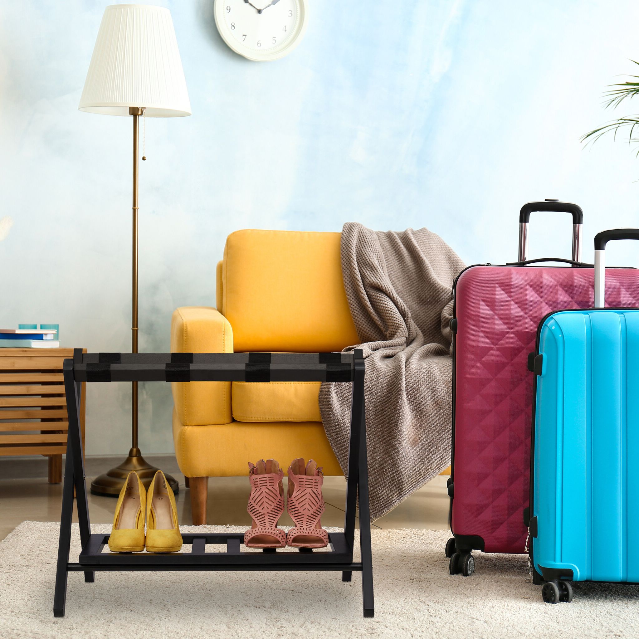 Kofferständer klappbar 2er-Set Schwarz von Relaxdays