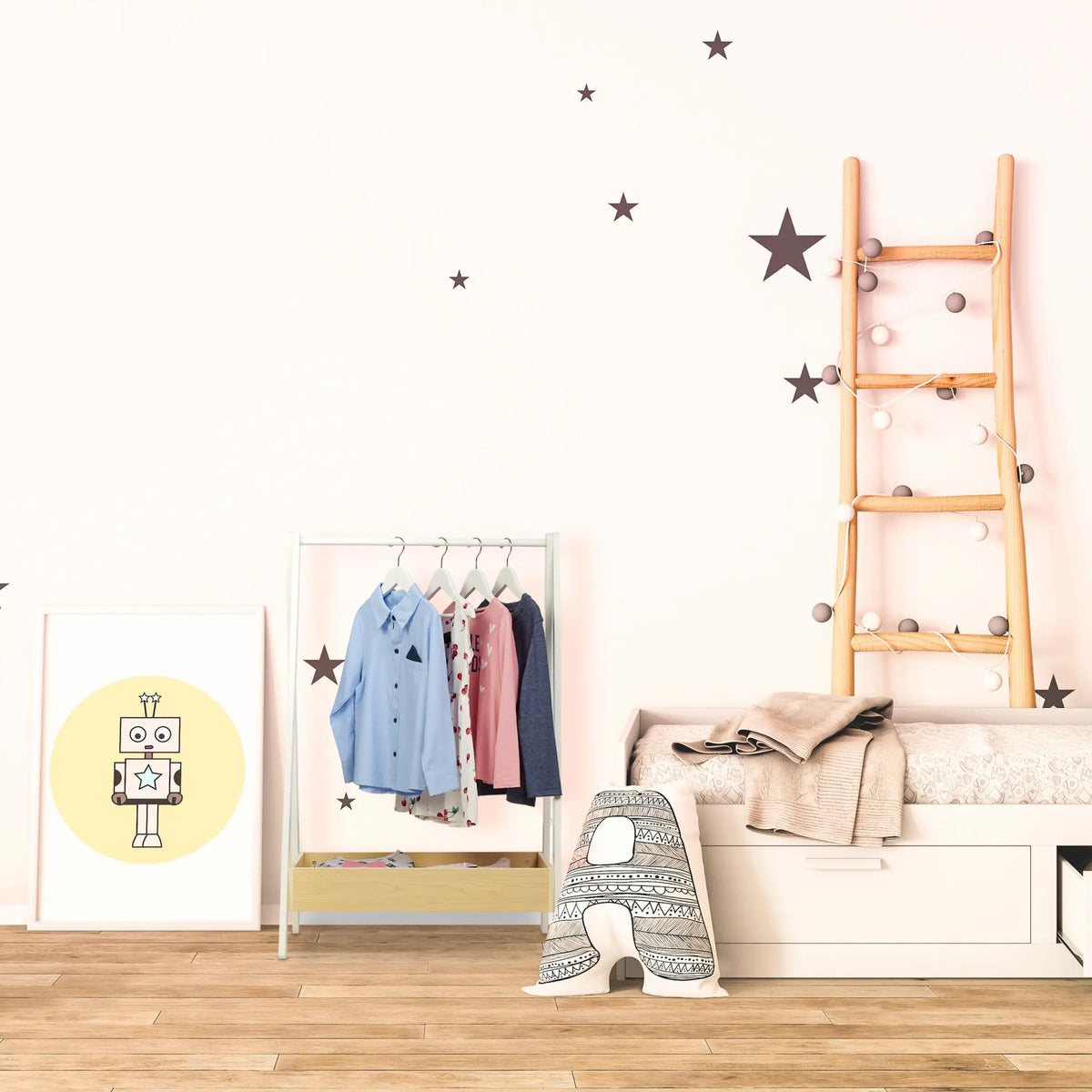 Kleiderständer für Kinder Weiss-Hellbraun von Relaxdays