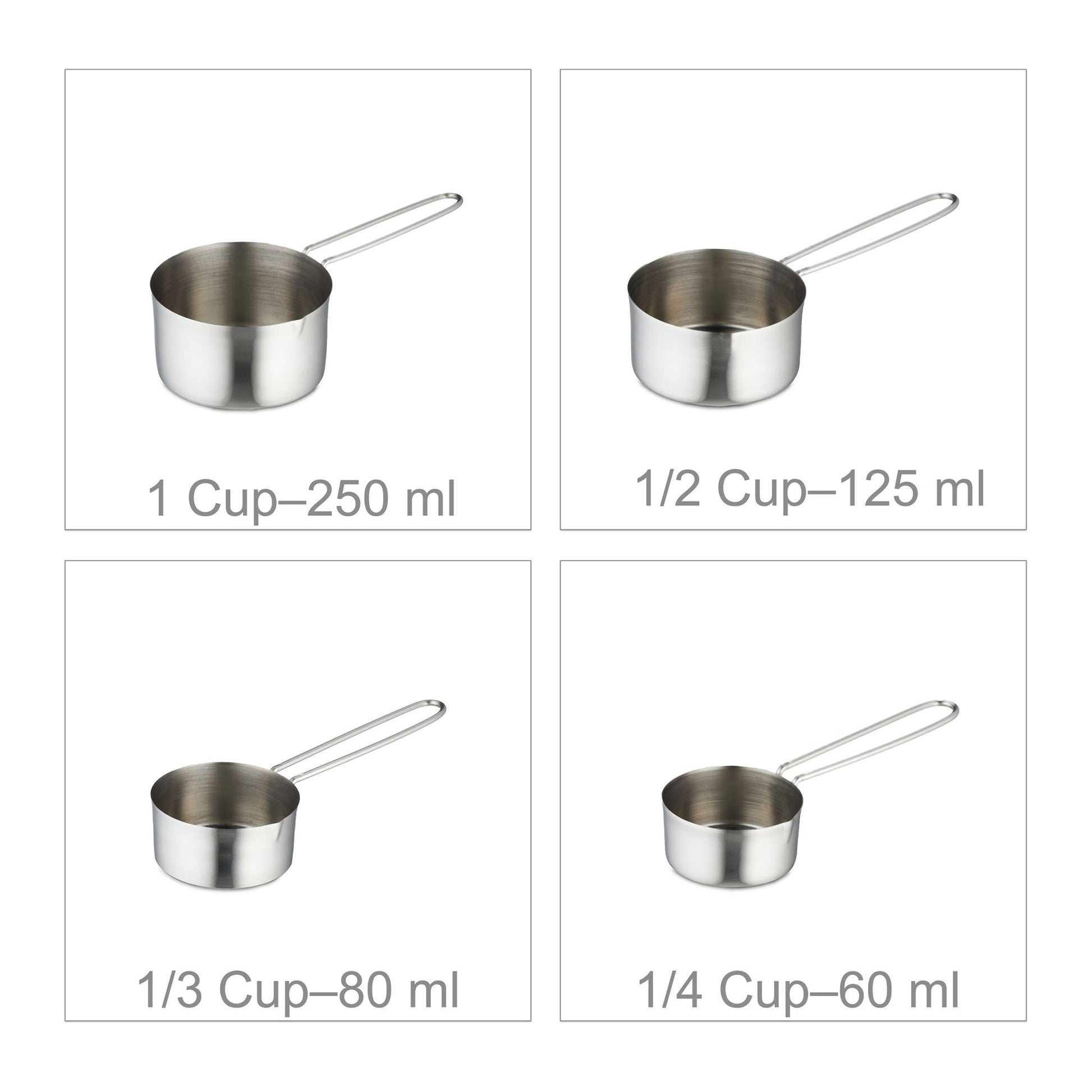 Messbecher und Messlöffel 8er-Set Silber von Relaxdays