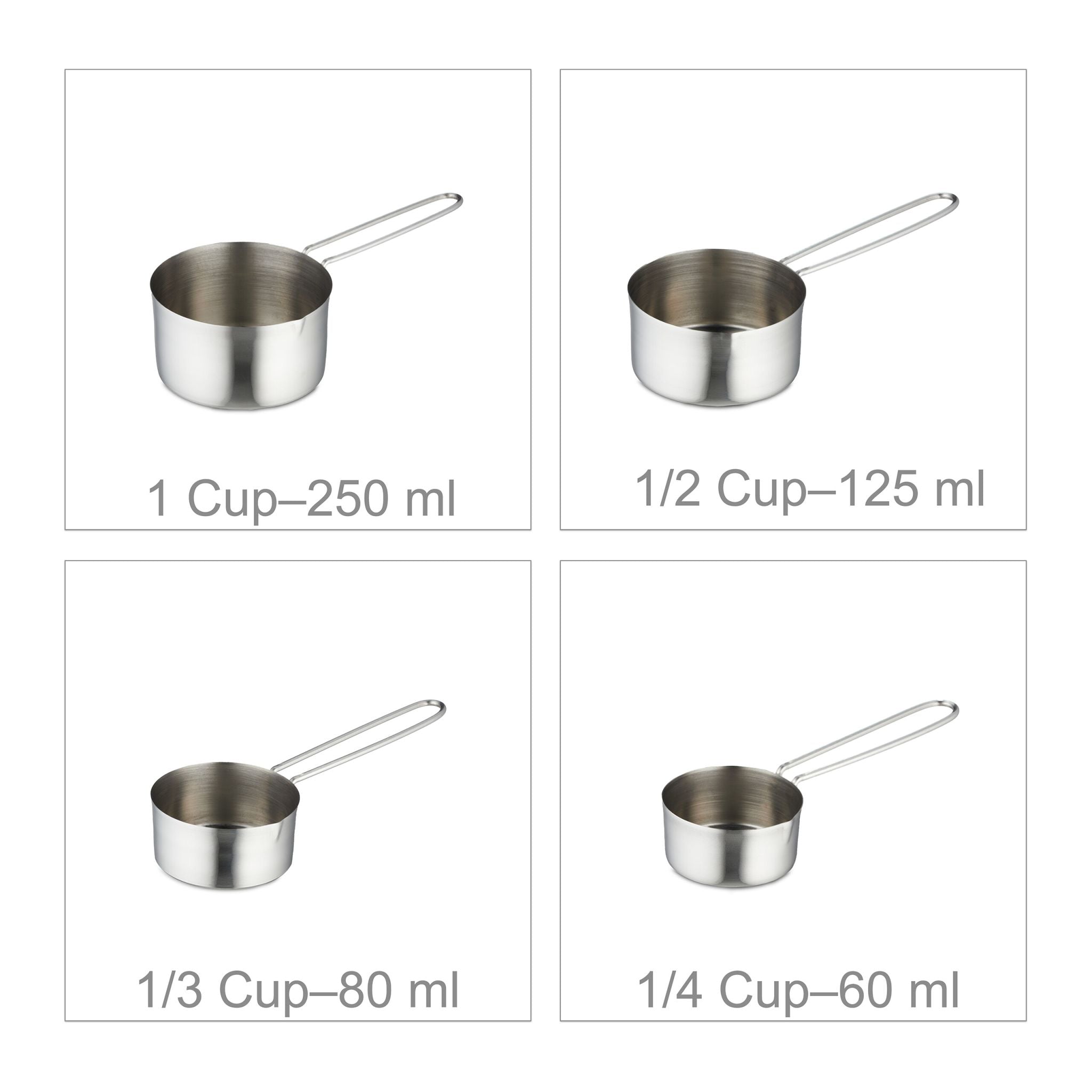 Messbecher und Messlöffel 8er-Set Silber von Relaxdays
