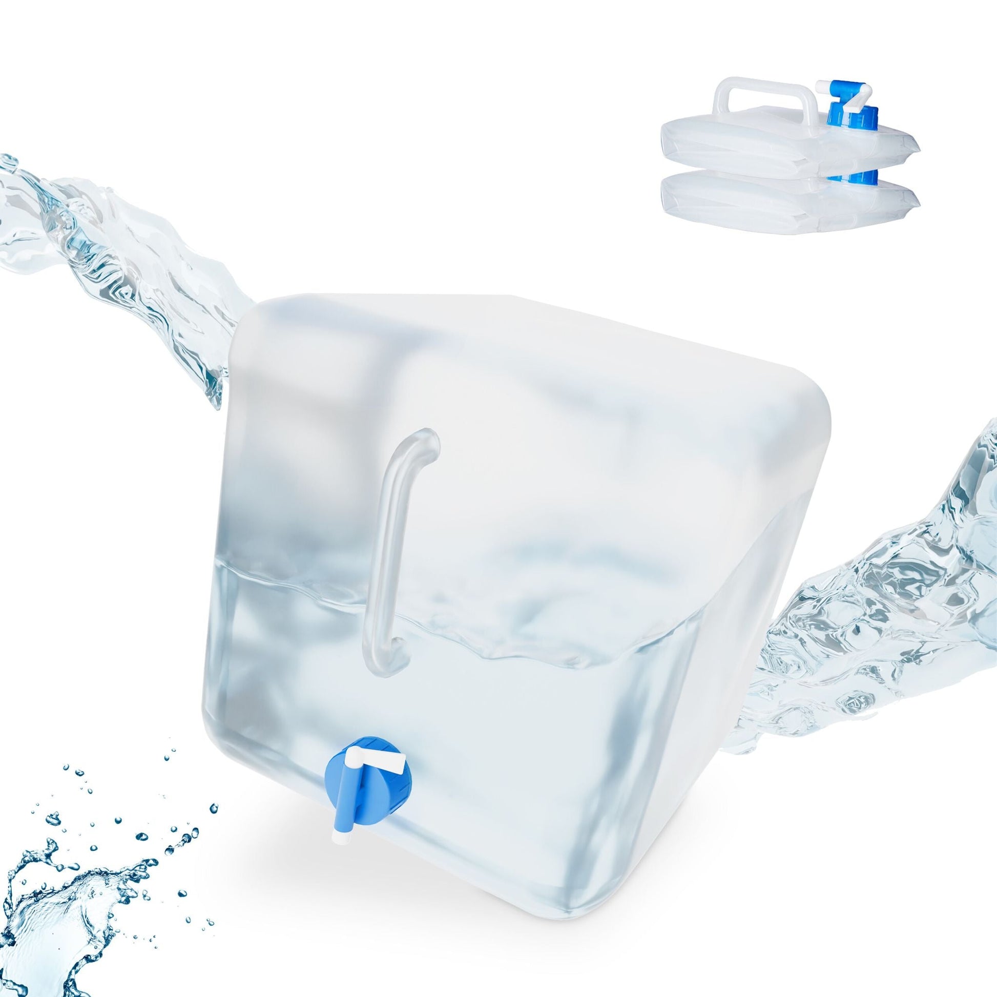Faltbarer Wasserkanister 3er-Set 20L Blau-Transparent von Relaxdays