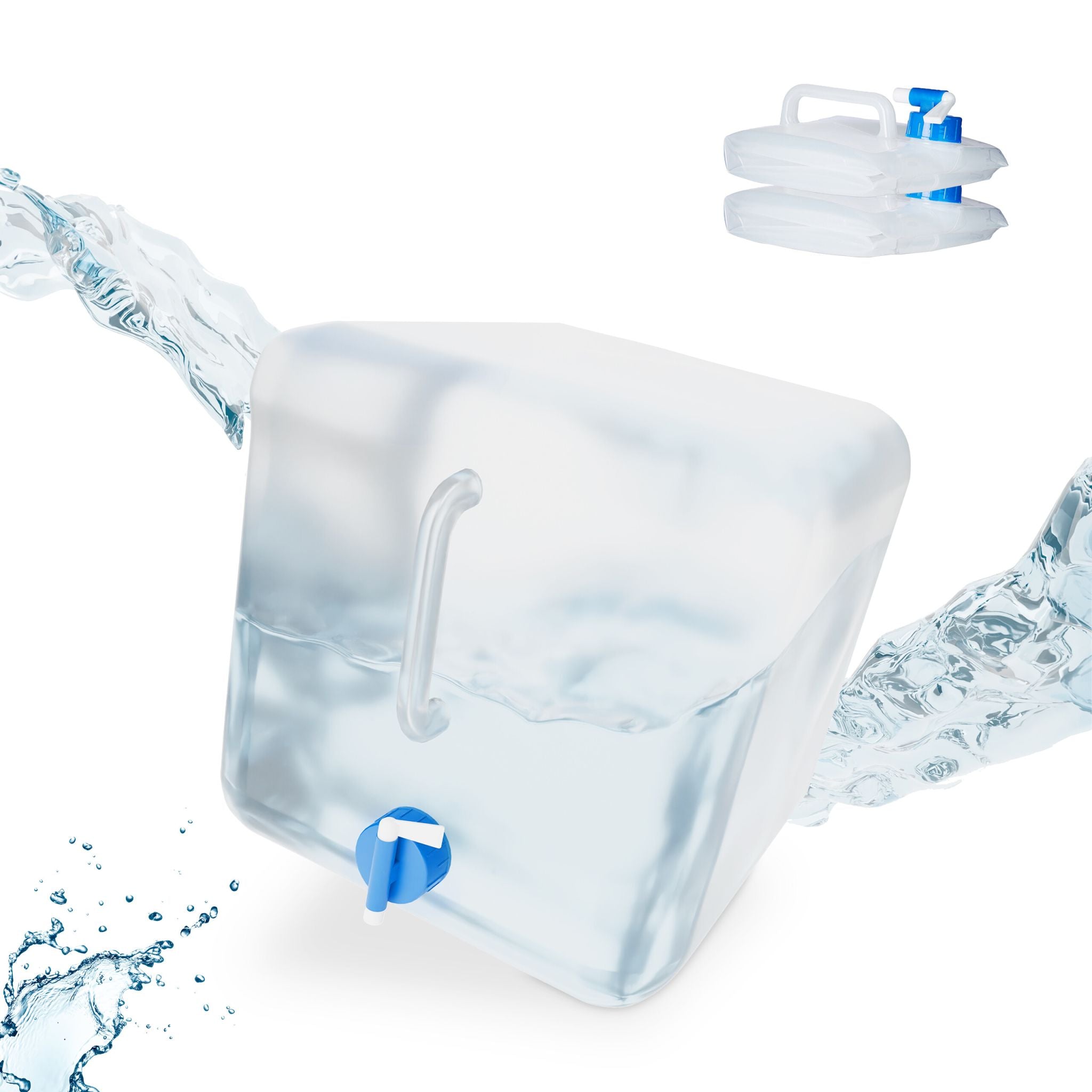 Faltbarer Wasserkanister 3er-Set 20L Blau-Transparent von Relaxdays