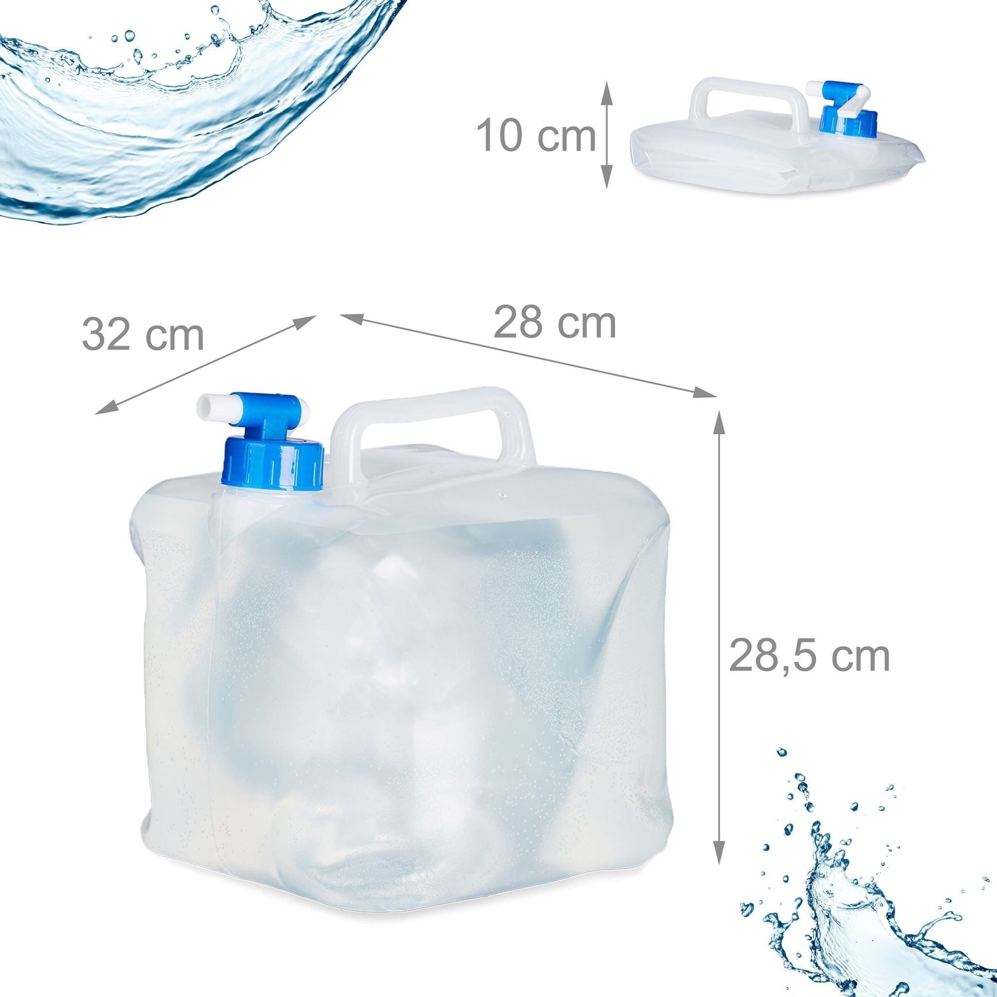 Faltbarer Wasserkanister 3er-Set 20L Blau-Transparent von Relaxdays