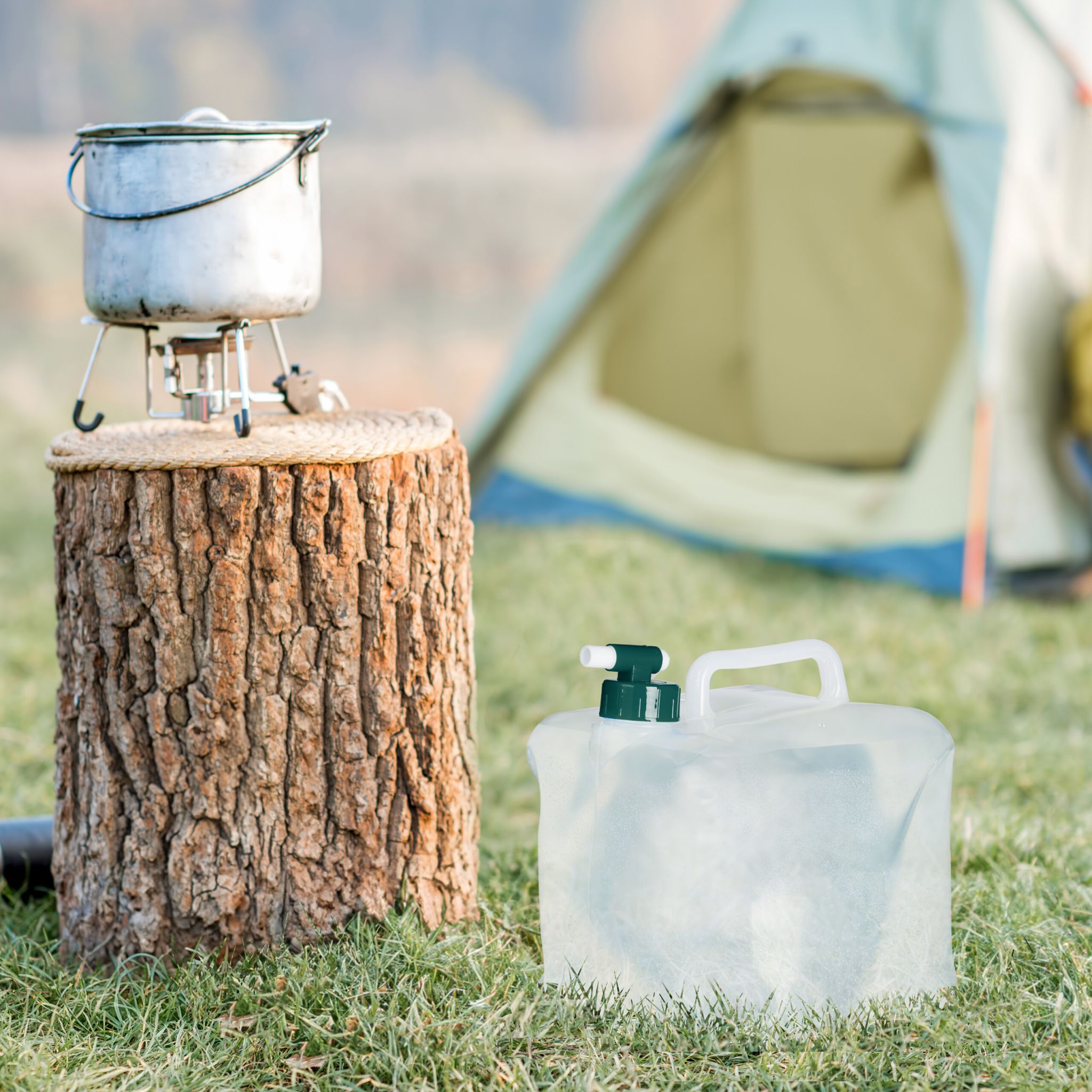 Faltbarer Wasserkanister 3er-Set 20L Dunkelgrün-Transparent