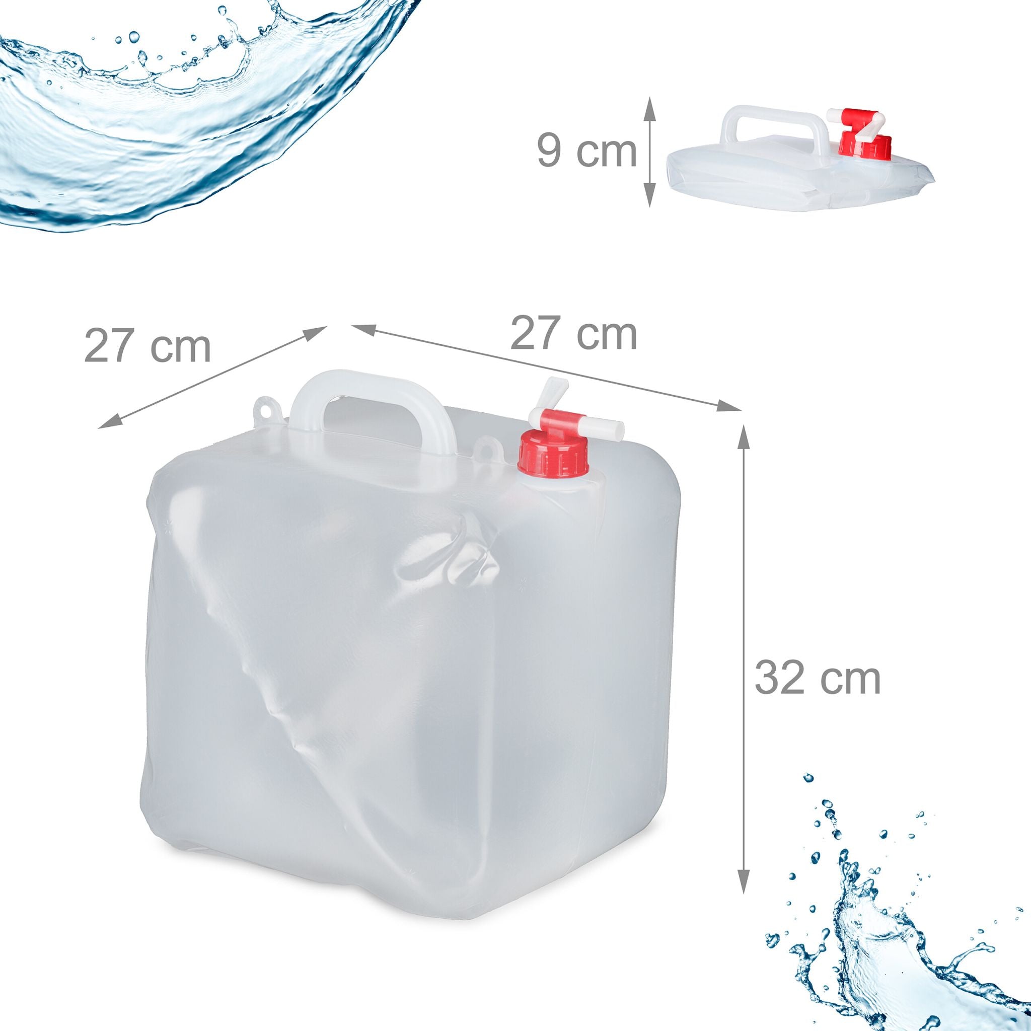 Faltbarer Wasserkanister 4er-Set 20L Rot-Schwarz-Transparent