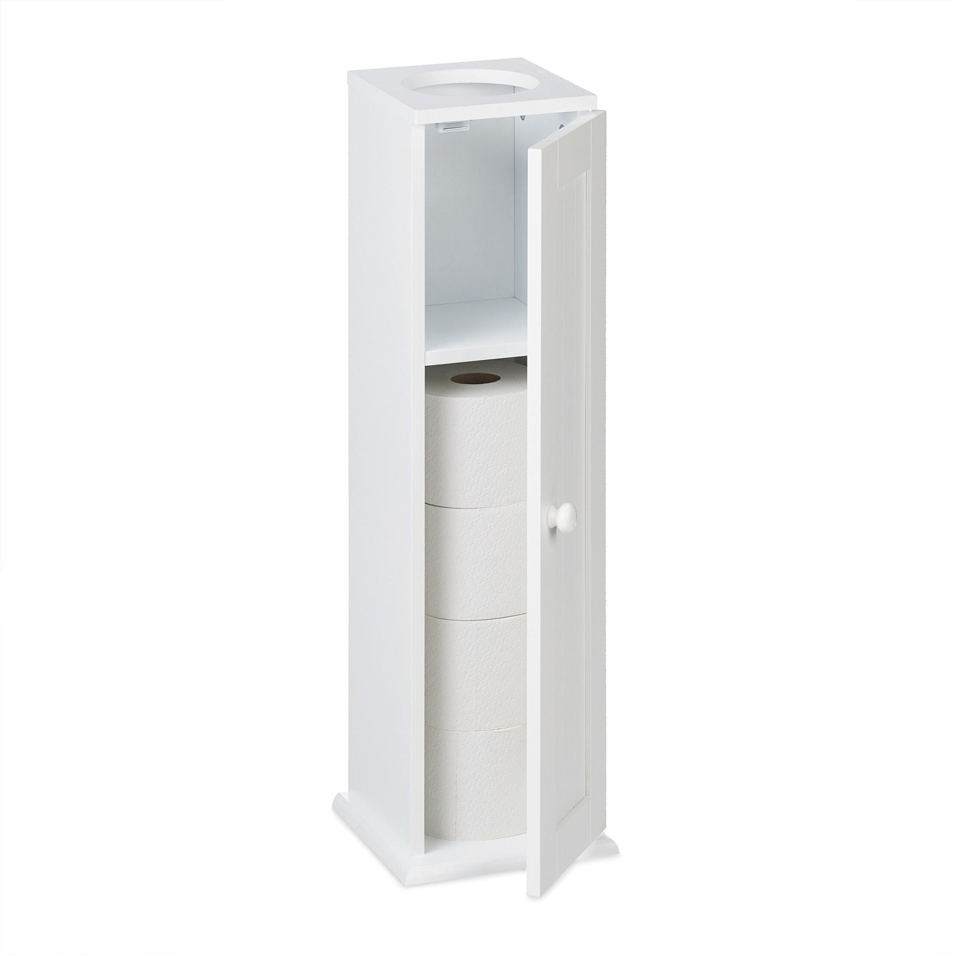 Schmaler Toilettenschrank mit 2 Ablagen Weiss von Relaxdays