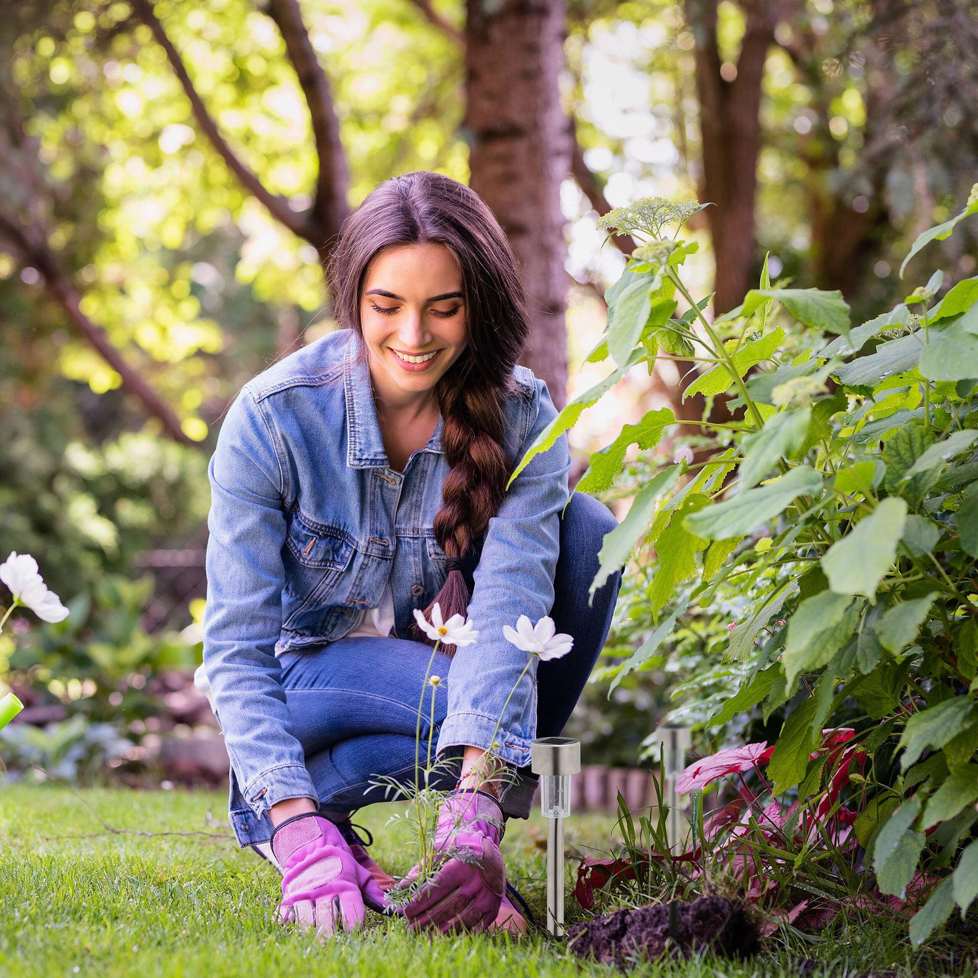 Solarlampenset Schwarz-Silber-Transparent von Relaxdays