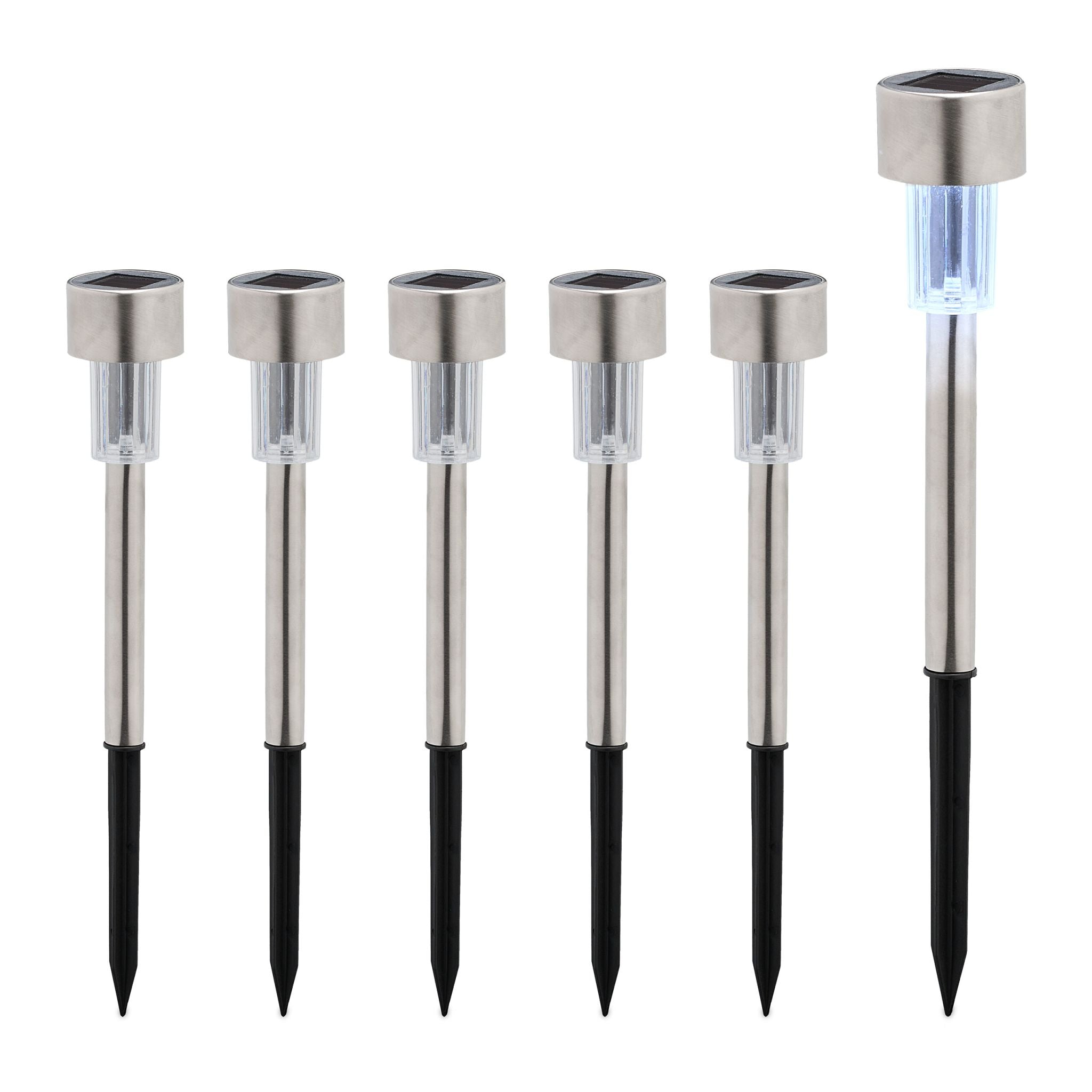 Solarlampenset Schwarz-Silber-Transparent von Relaxdays