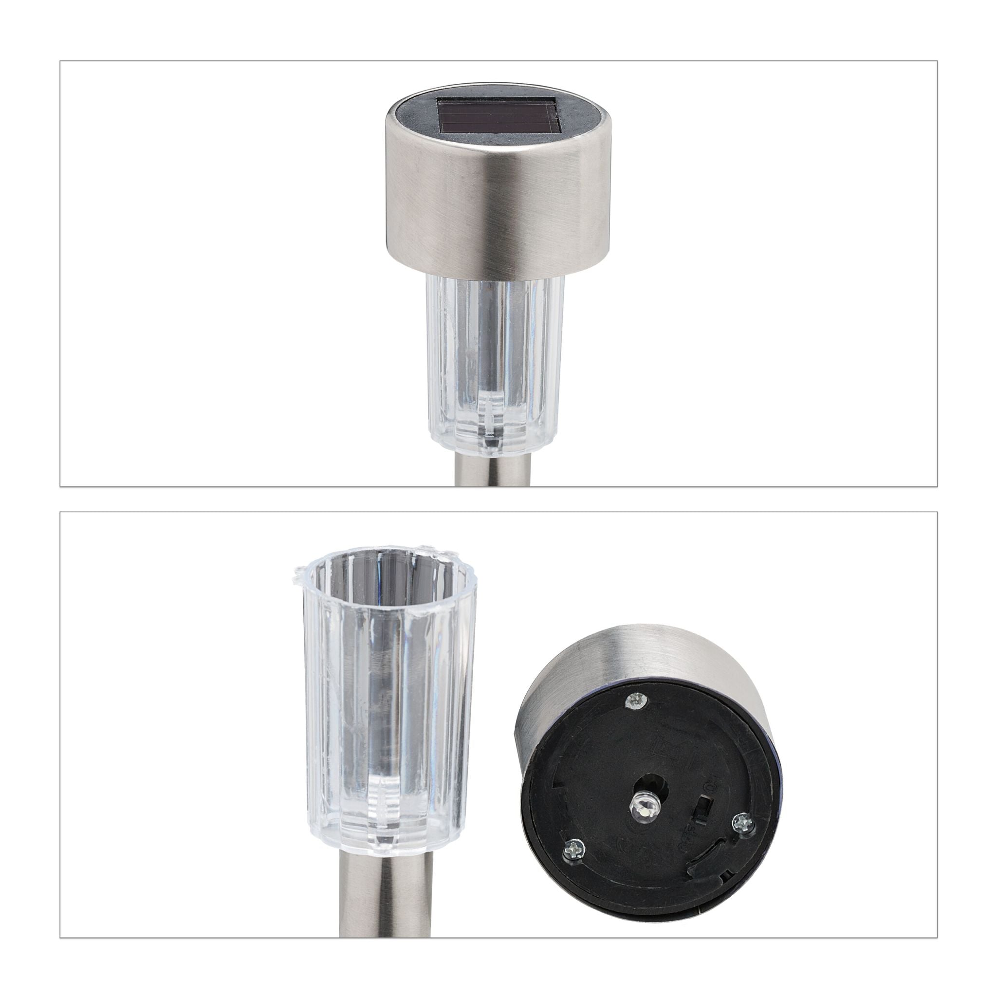 Solarlampenset Schwarz-Silber-Transparent von Relaxdays