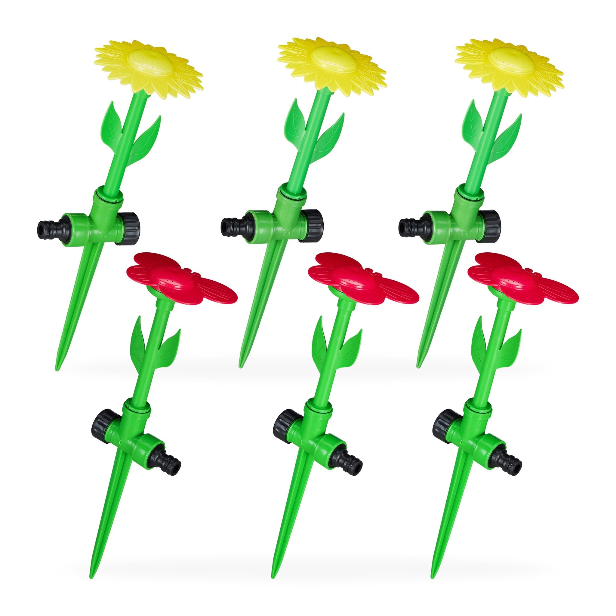 Sprinkler Blume 6er-Set Gelb-Grün-Rot von Relaxdays