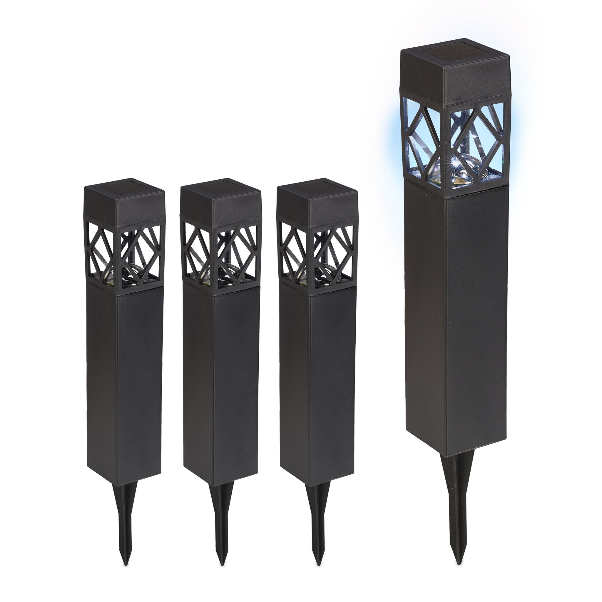 Solarlampenset Schwarz-Transparent von Relaxdays