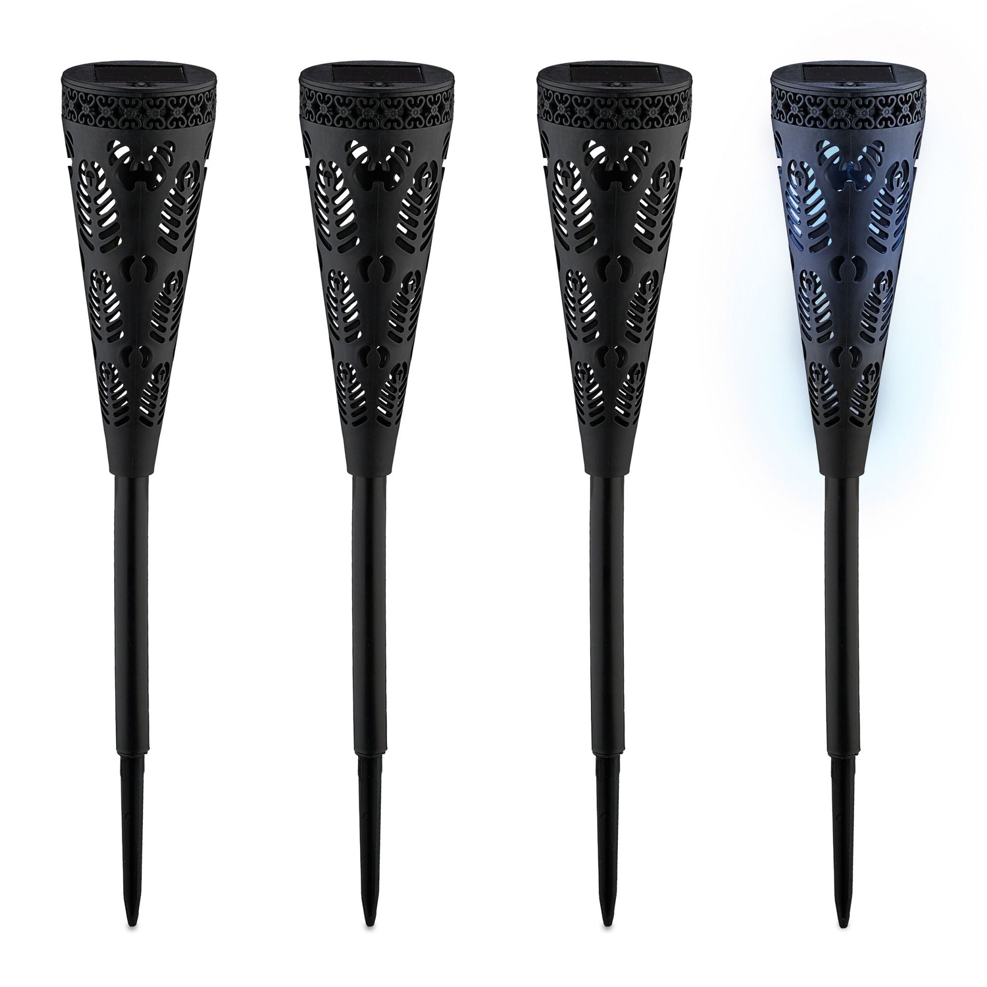 Solarlampenset mit Lichteffekt Schwarz von Relaxdays