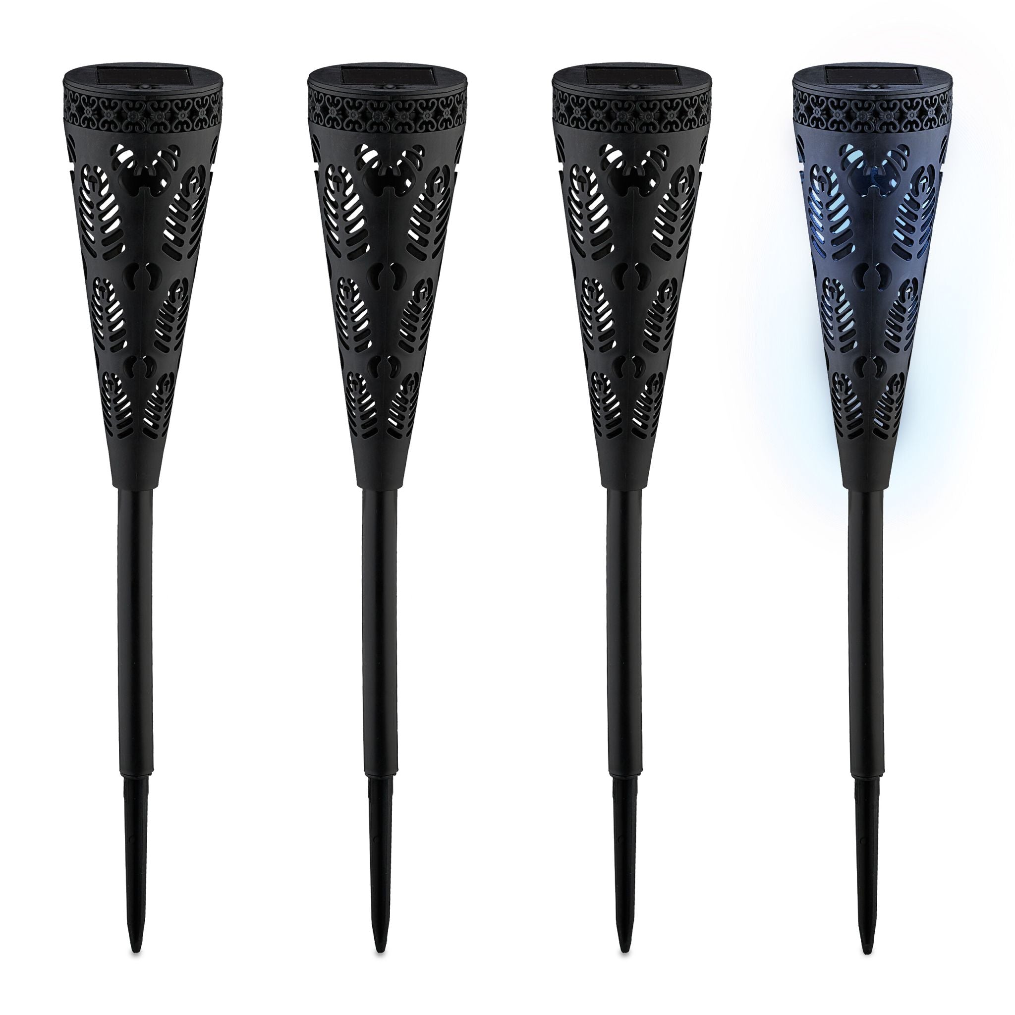Solarlampenset mit Lichteffekt Schwarz von Relaxdays