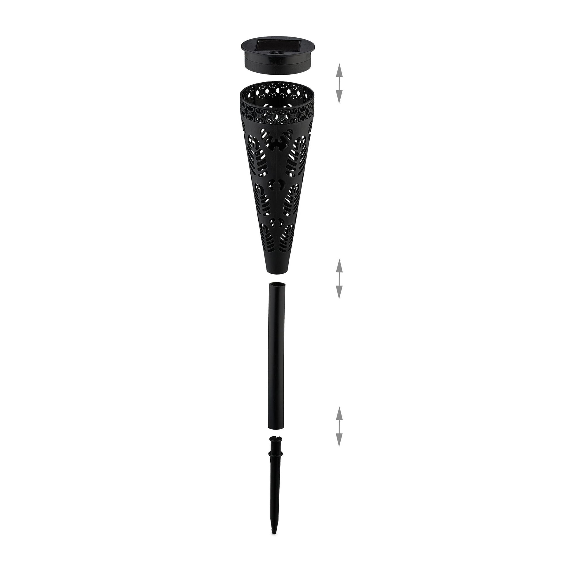 Solarlampenset mit Lichteffekt Schwarz von Relaxdays
